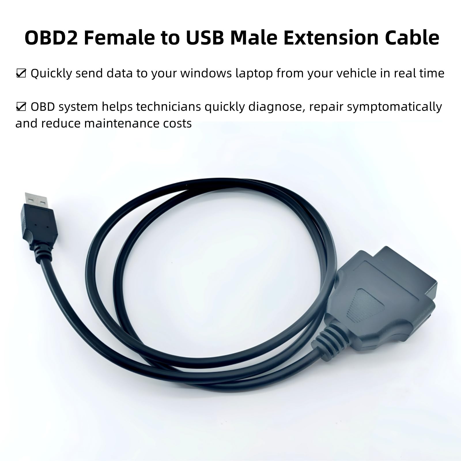 Hntcesdg 3.3FT OBD2 Female to USB Male Cable, 16Pin OBD2 Extension Cable to USB Female Port Charging Adapter OBDII to USB2.0 Power Connection, Diagnostic Tool for Car Extension Cord Connector 6