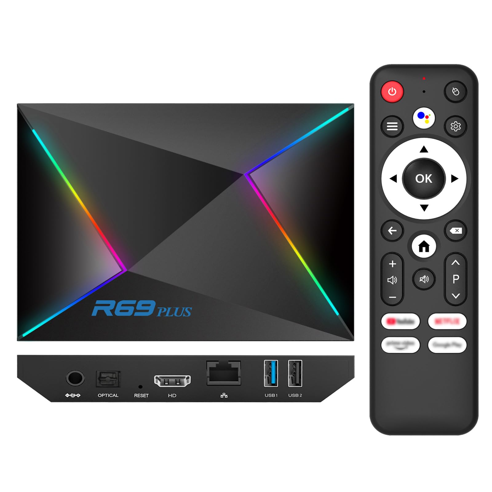 EASYTONE Android 14 TV Box 2026, Android TV Box 14.0 4GB RAM 64GB ROM 1000M Ethernet R69 Plus Smart Box 4K 8K WIFI6 H728 Octa-core 2.4G 5.8G Dual WiFi BT5.0 USB 3.0 1