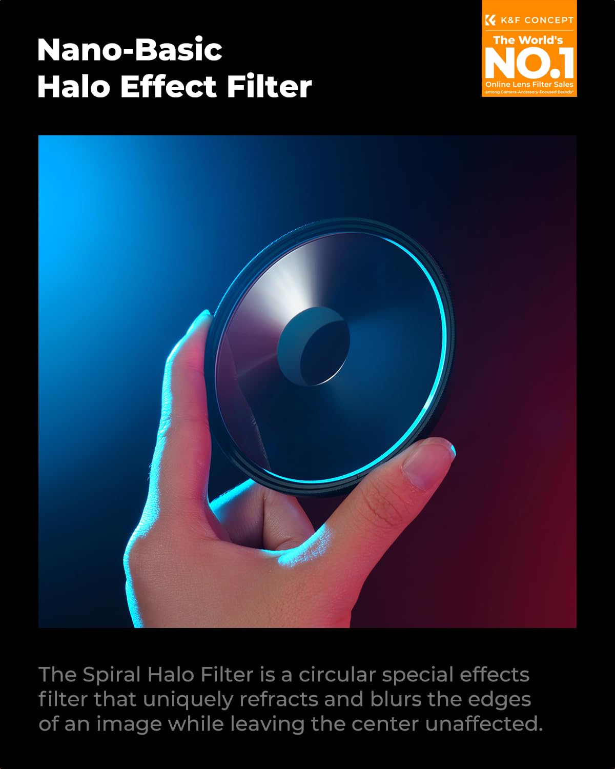 K&F CONCEPT 82mm Spiral Halo Camera Lens Filter 3