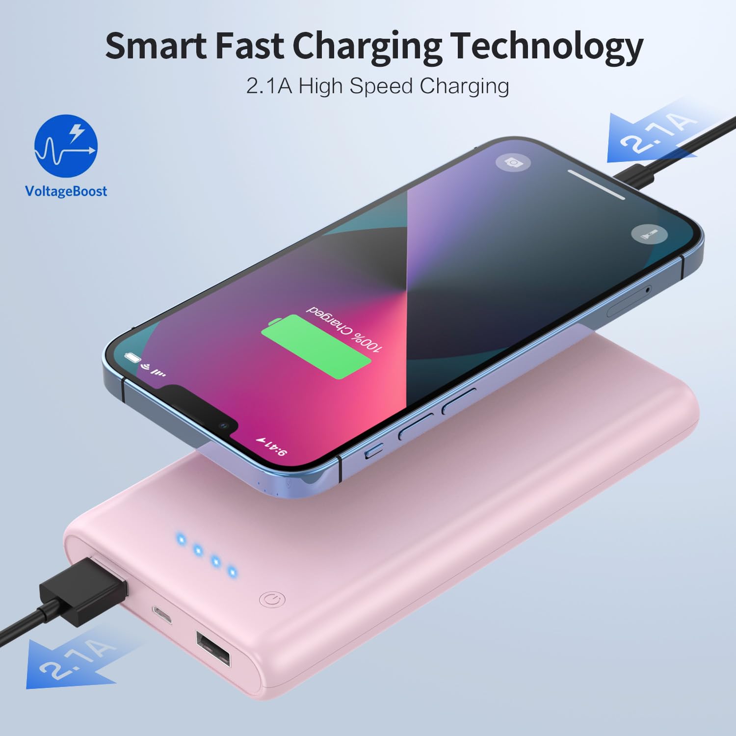 Portable Charger Power Bank 25,800mAh,Ultra-High Capacity Fast Phone Charging with Intelligent Smart IC,2 USB Port External Cell Phone Battery Pack Compatible with iPhone 17 16 15,Samsung,Android-Pink 6