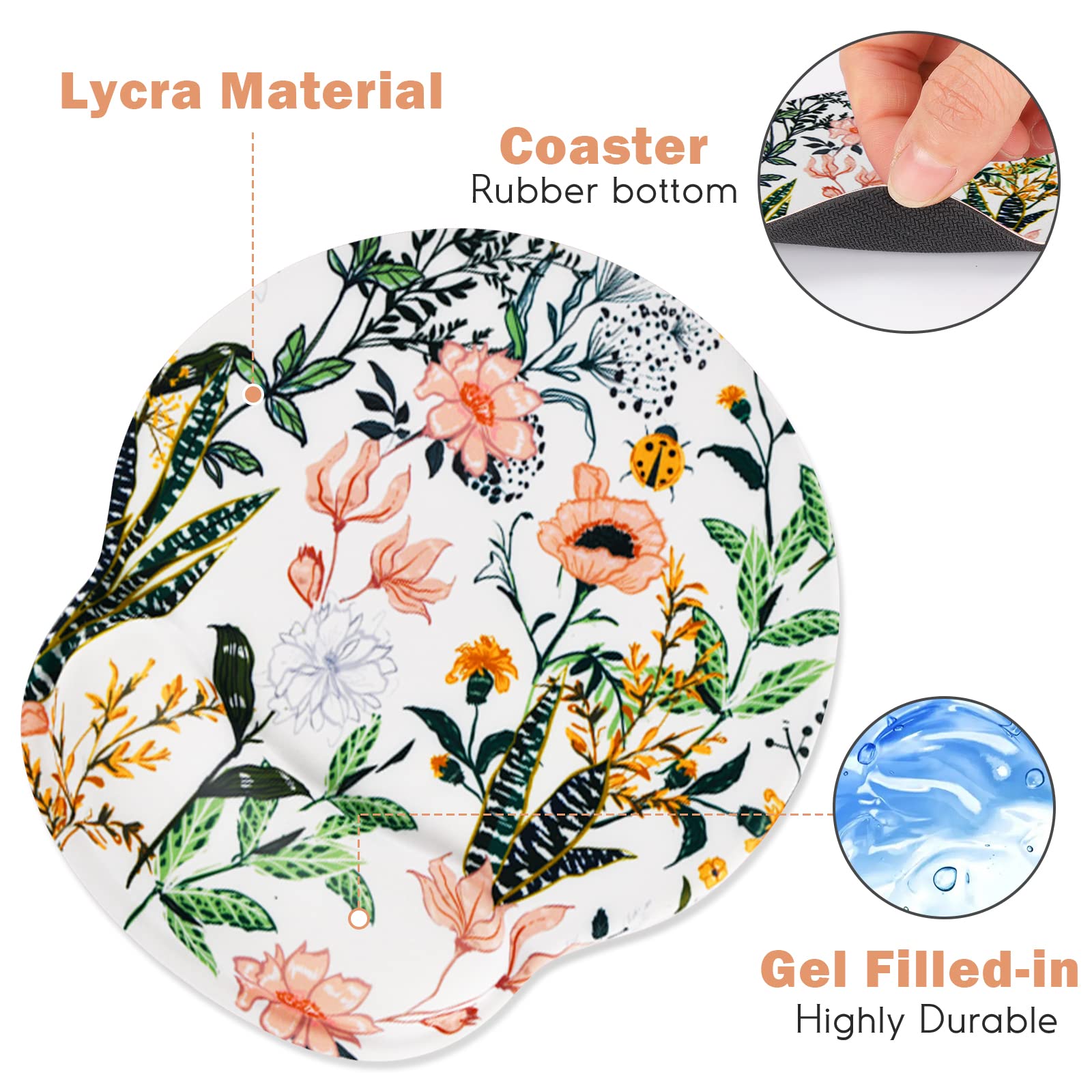 DINKY Ergonomic Mouse Pads, Cute Mouse Pad with Wrist Rest Support Gel, Non-Slip PU Base Mouse Mat with Memory Foam for Home, Office and Gaming, Easy Typing & Pain Relief-Orange 3