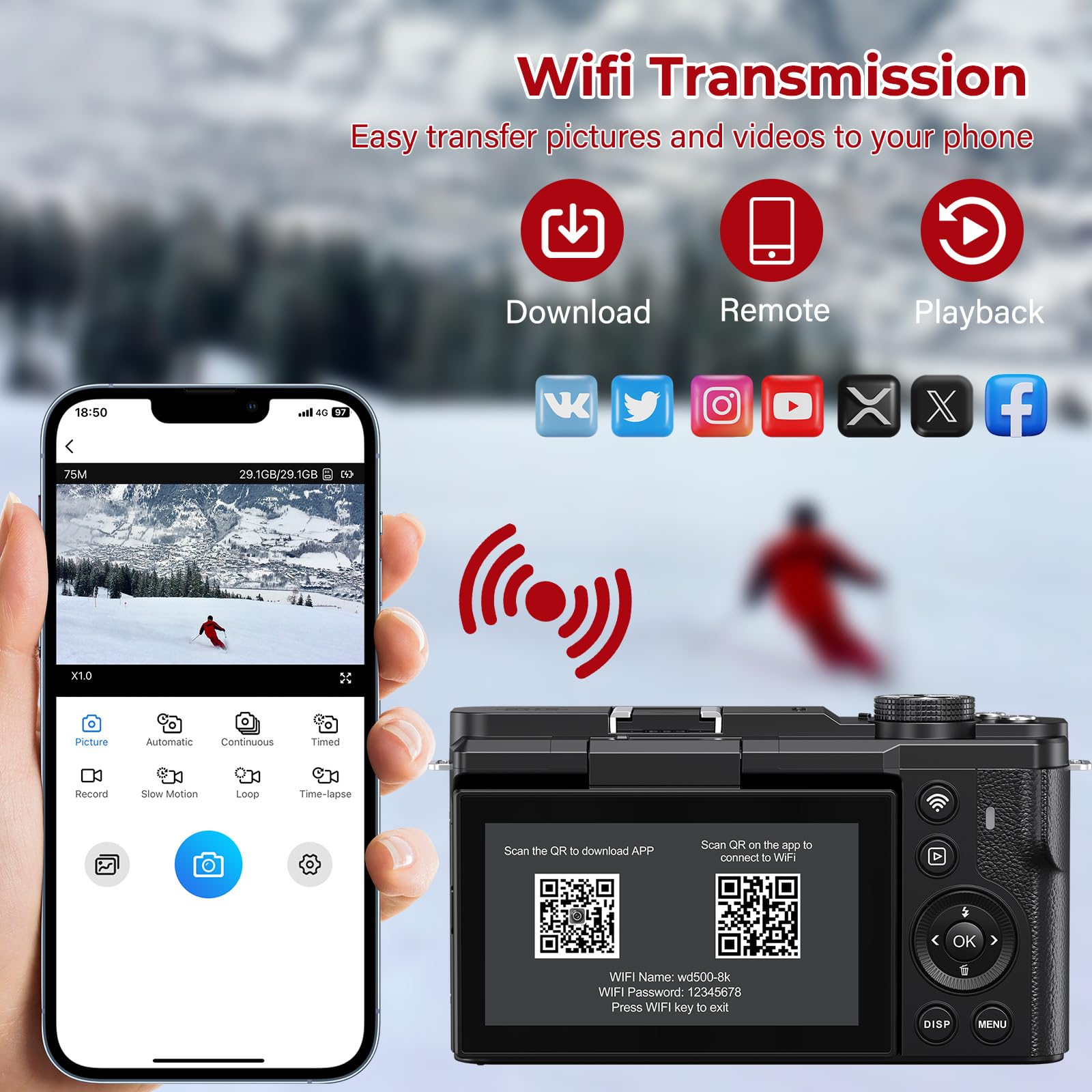 8K Digital Cameras for Photography - 88MP Autofocus Vlogging Camera for YouTube with 3" 180° Flip Screen - UHD Video Camara Gifts for Beginner Photographer with 18X Zoom, Lens Hood, 64GB Card 3