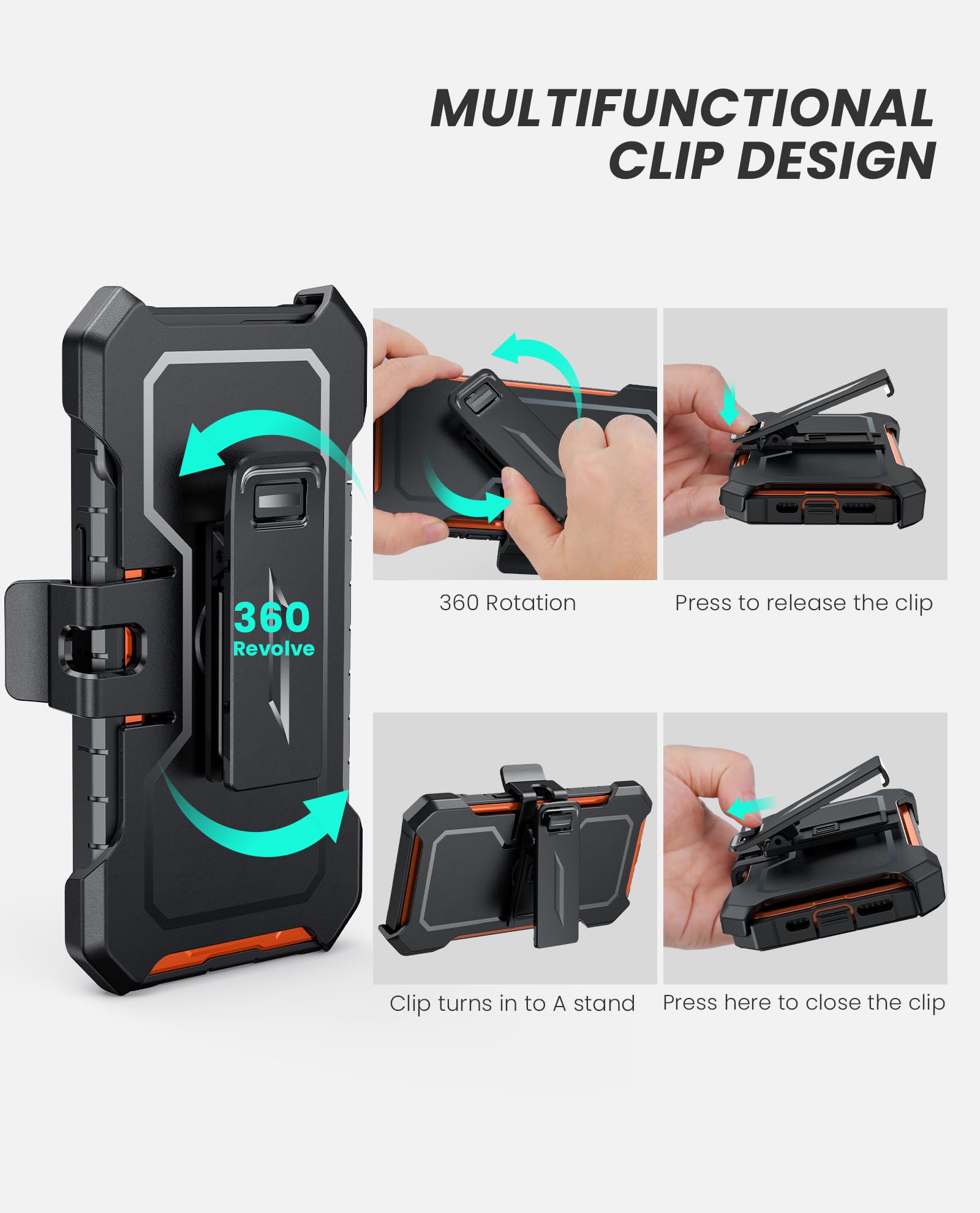 for iPhone 13/14/15 Phone Case: for iPhone 16e Protective Cover with Belt Clip Holster | Durable Dual-Layer Design with Built-in Kickstand | Heavy Duty Military Grade Hard Protection Shock Proof 3