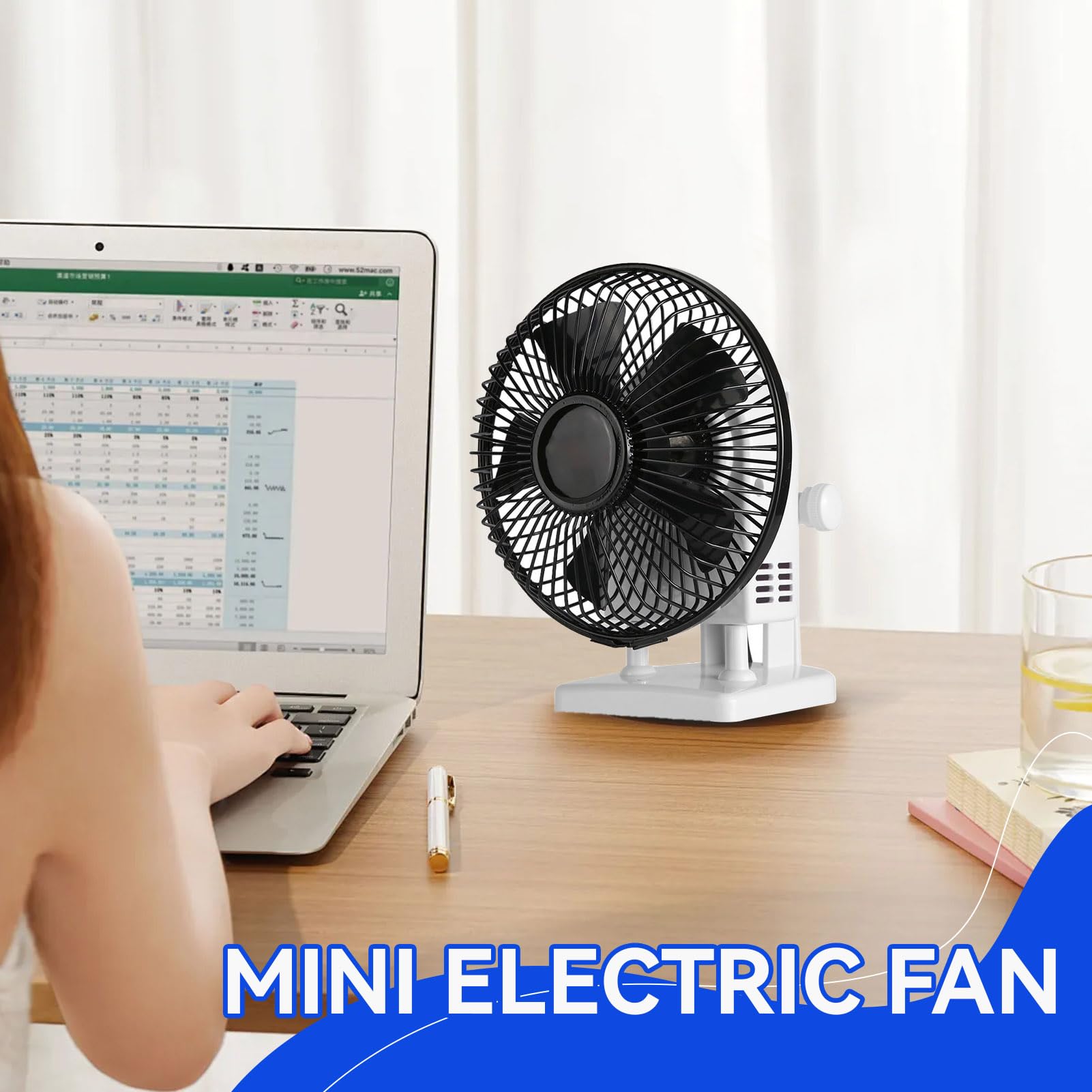 Agatige Mini Dryer Electric Fan, 2 Gear Wind Speeds High Rotational Speeds Portable Quiet Table Desk Manicure Adjustable Air Nail Dryer Blower Fan Manicure Tool for Bedroom, Office, Table 2