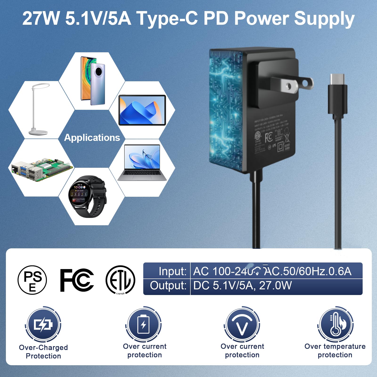 RasTech Raspberry Pi 5 16GB Kit 64GB Edition with Active Cooler,GaN 27W 5.1V5A USB-C Power Supply,Pi5 16GB Board,64GB Card Readers Kit, Case for Pi 5,Dual 4K Micro HD Out Cables and User Manual 5