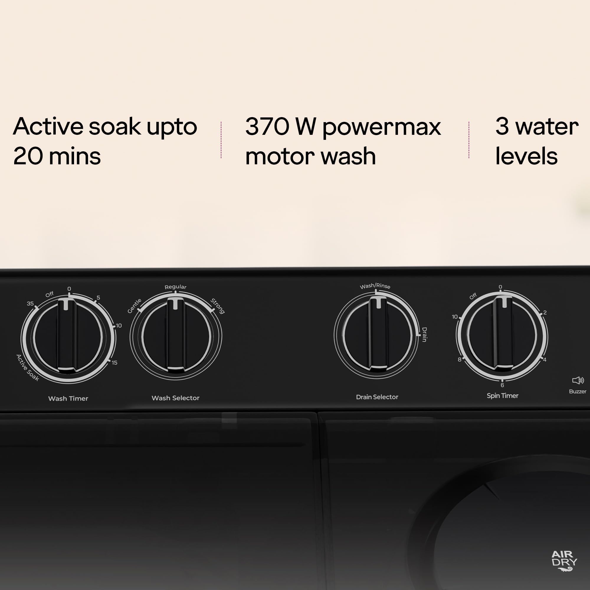 Godrej 10 Kg 5 Star, Tri-Roto Pulsator Ensure Powerful Scrub & Stain Removal, 370 W PowerMax Wash For Heavy Laundry, Semi Automatic Top Load Washing Machine (WSEDGE NEO 100 5.0 PB3 SLGR, Slate Grey) 5