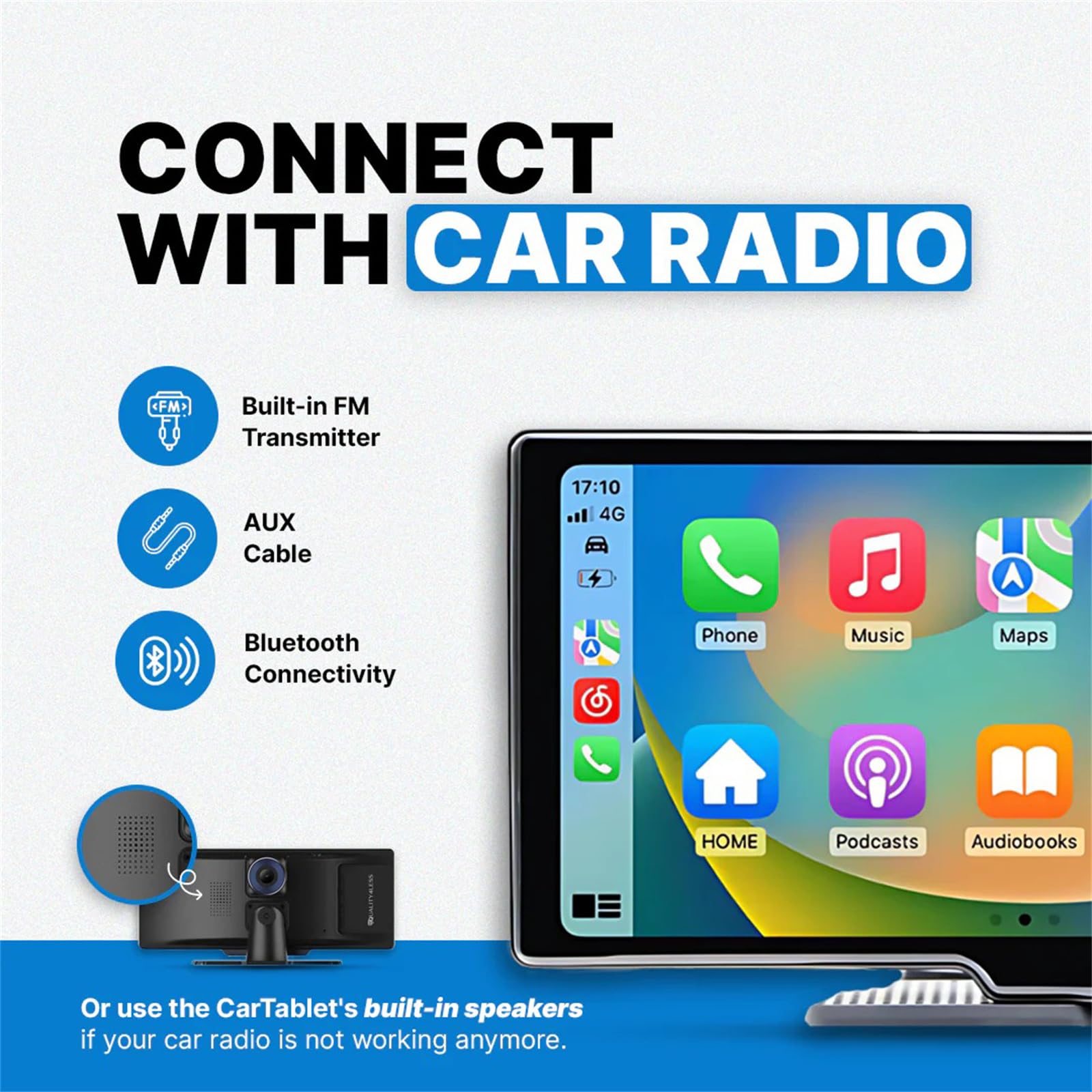 Car Tablet Pro Max 2025, Wireless CarTablet Pro Max 2025 Model 4K Front and Rear Dash Cam, 10.26" HD Portable Carplay & Android Auto Screen 1080P Backup Camera Voice Control (with Reversing Camera) 6