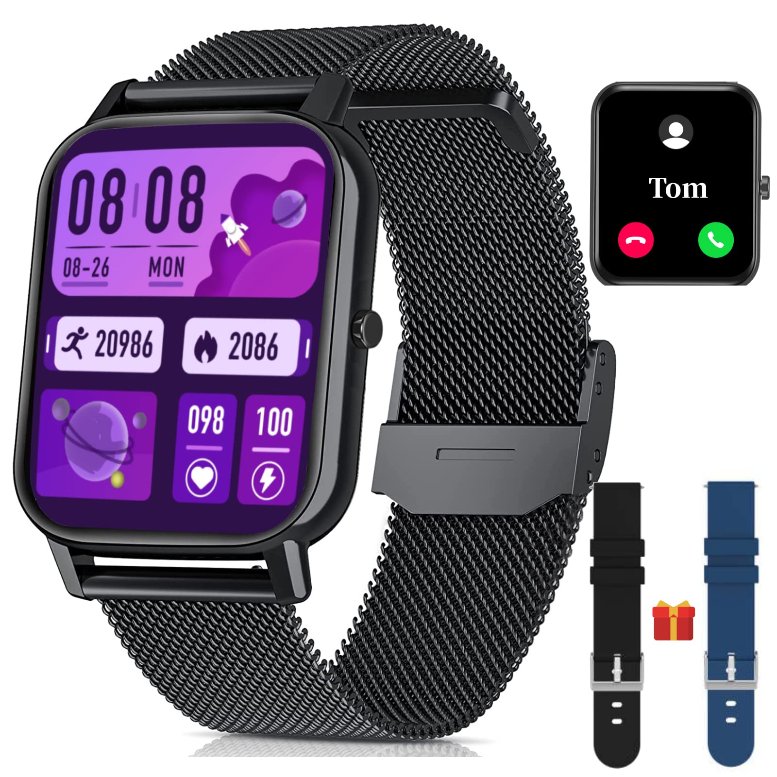 FACOI Smart Watch for iPhone Compatible - 2023 Smart Watch Answer Make Call for Android Phones for Women Men, Heart Rate Blood Oxygen SpO2 Sleep Fitness Watch Tracker Compatible Android iOS Phones 1