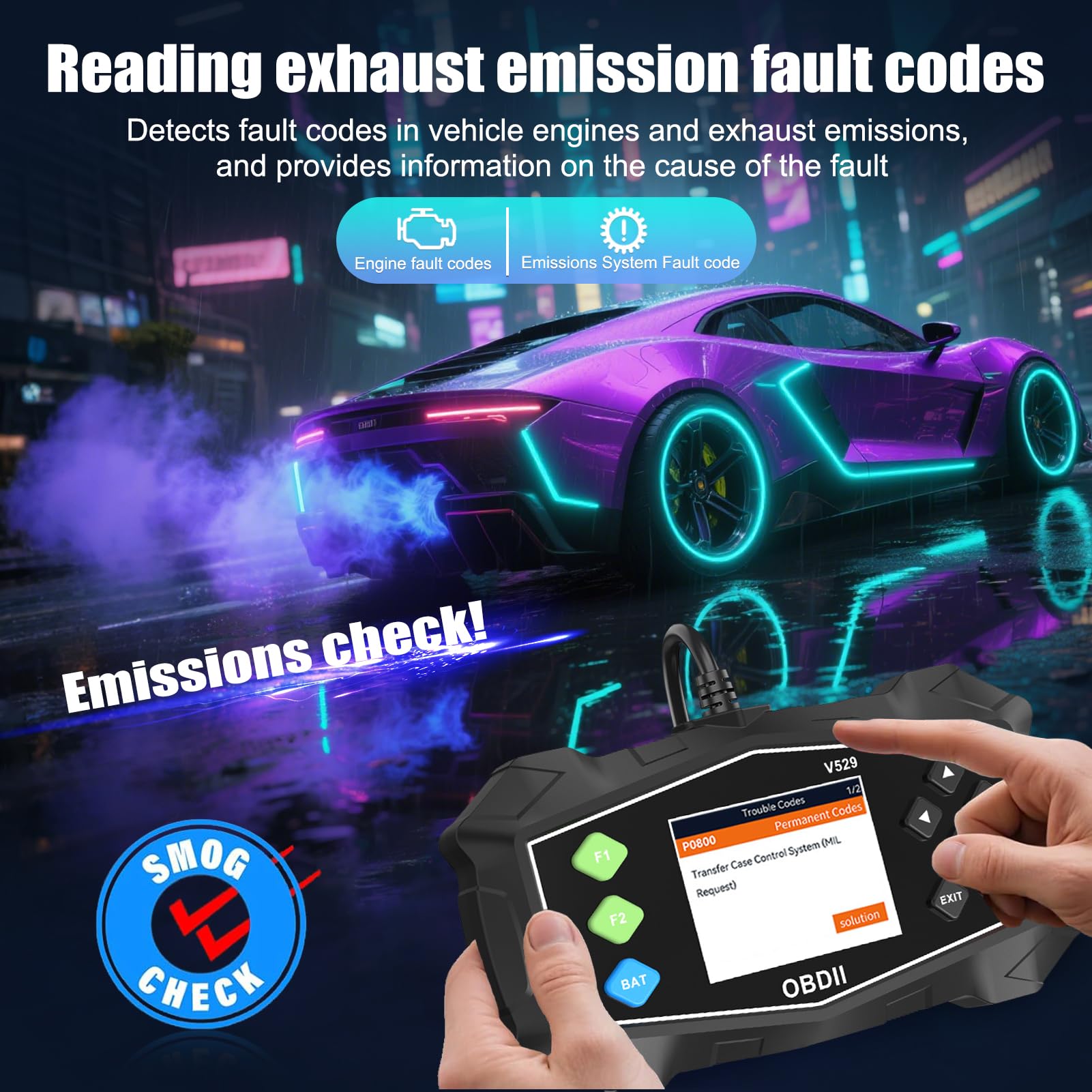 VECOONEEN OBD2 Scanner Diagnostic Code Reader,Automotive OBD II Engine Light,Battery Tester,Mode 6, Mode 8 & I/M Readiness,OBDII Scan Tool for All OBDII Cars 1996+(OBDIIBlack) 6