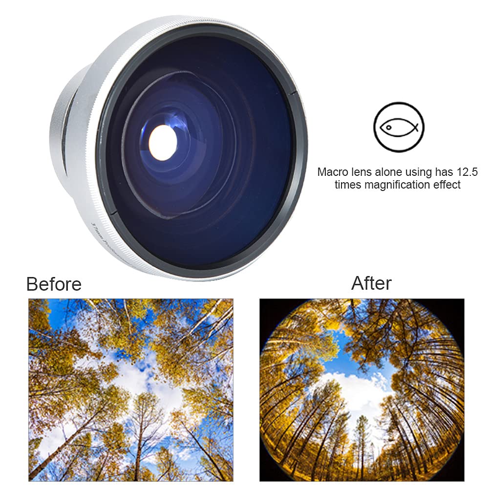 37mm 0.25X Super Fisheye Lens Additional Lens, Fish Eye Lens Phone, Silver Strong Applicability, for Macro Closeup Shooting, for 37mm Caliber Camera Lenses 5
