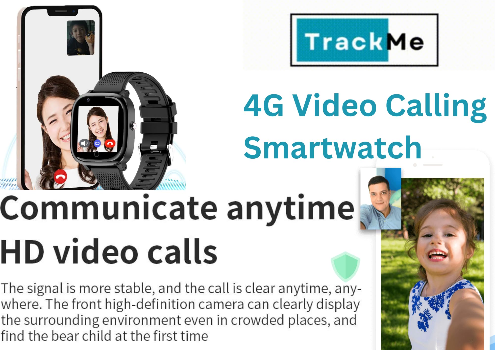 TrackMe ACE 4G Smart Watch for Kids GPS/LBS and WiFi Tracking Waterproof Smartwatch with Video Call Phone Watch (Pink) 4