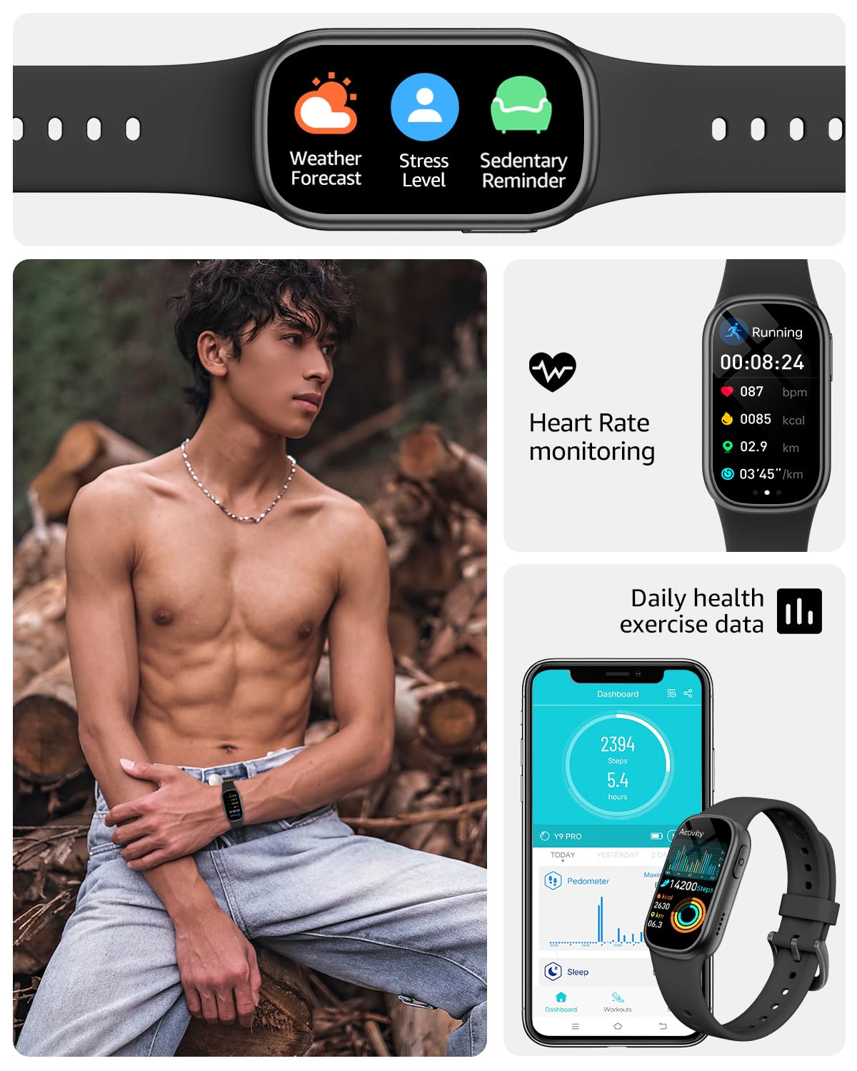 BUTFORFIT Fitness Tracker, Smart Watch with 1.47" HD Touch Display, 137+ Sport Modes Fitness Watch with Heart Rate Sleep Monitor, Step Counter, Calorie, IP68 Waterproof Activity Tracker for Women Men 6