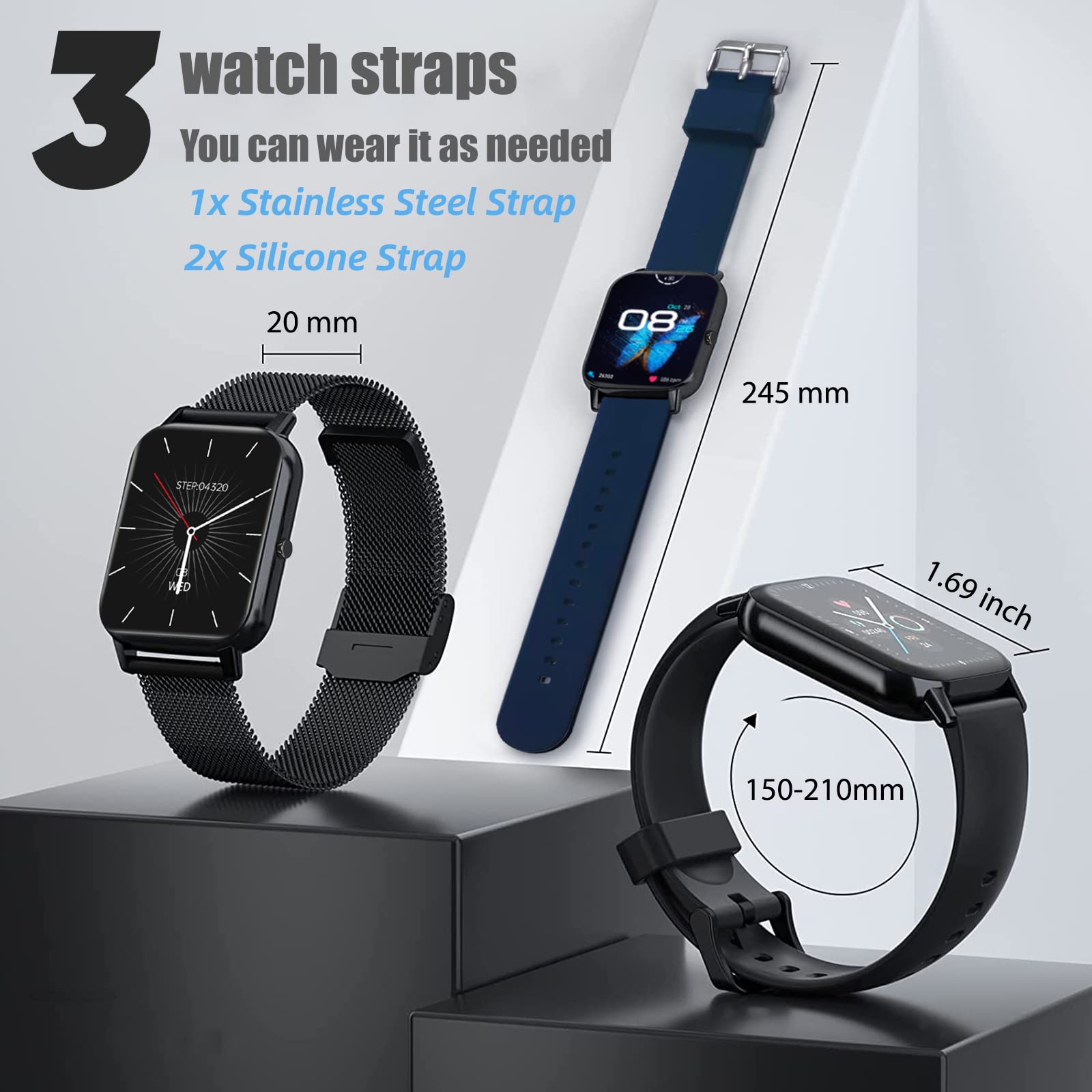 FACOI Smart Watch for iPhone Compatible - 2023 Smart Watch Answer Make Call for Android Phones for Women Men, Heart Rate Blood Oxygen SpO2 Sleep Fitness Watch Tracker Compatible Android iOS Phones 3