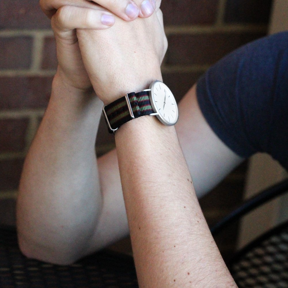 Clockwork Synergy® Classic Ballistic - 20mm Black/Green/Red Nylon Ballistic Watch Strap Band 2