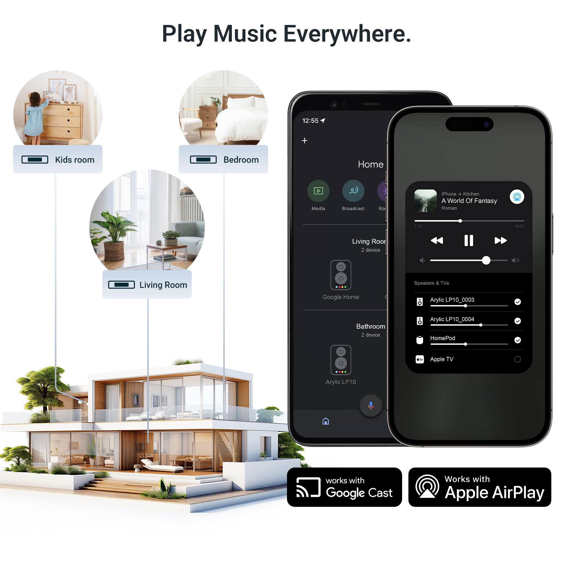 Arylic LP10 WiFi Music Streamer for Existing Stereo Systems, AirPlay 2, Google Cast, Spotify Connect, Tidal Connect & Qobuz Connect, Wireless Audio Receiver for Amplifiers and Speakers 3