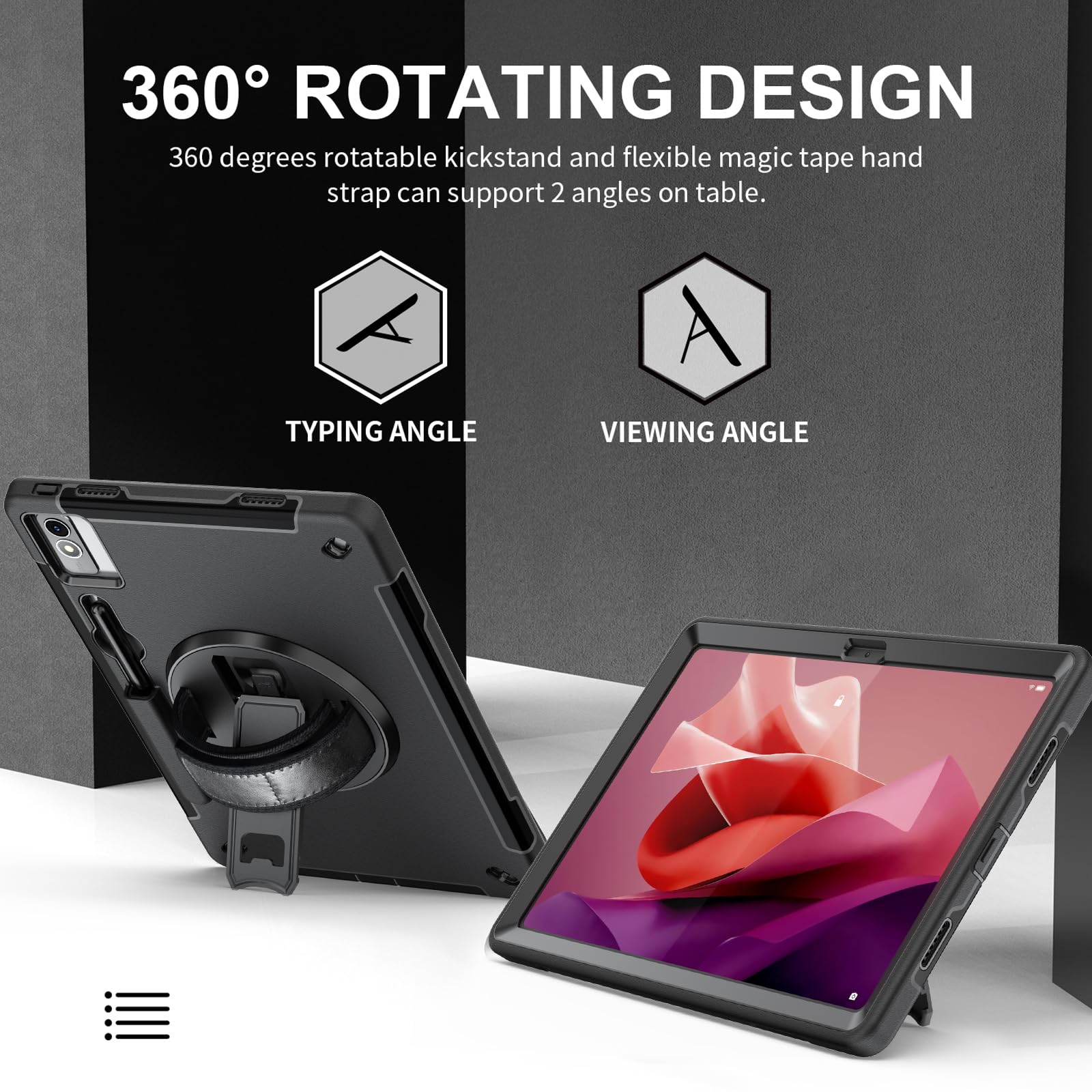 Bundle-Lenovo Tab P12 Carrying Case with 2 Packs Anti Blue Light Tempered Glass Screen Protector 4