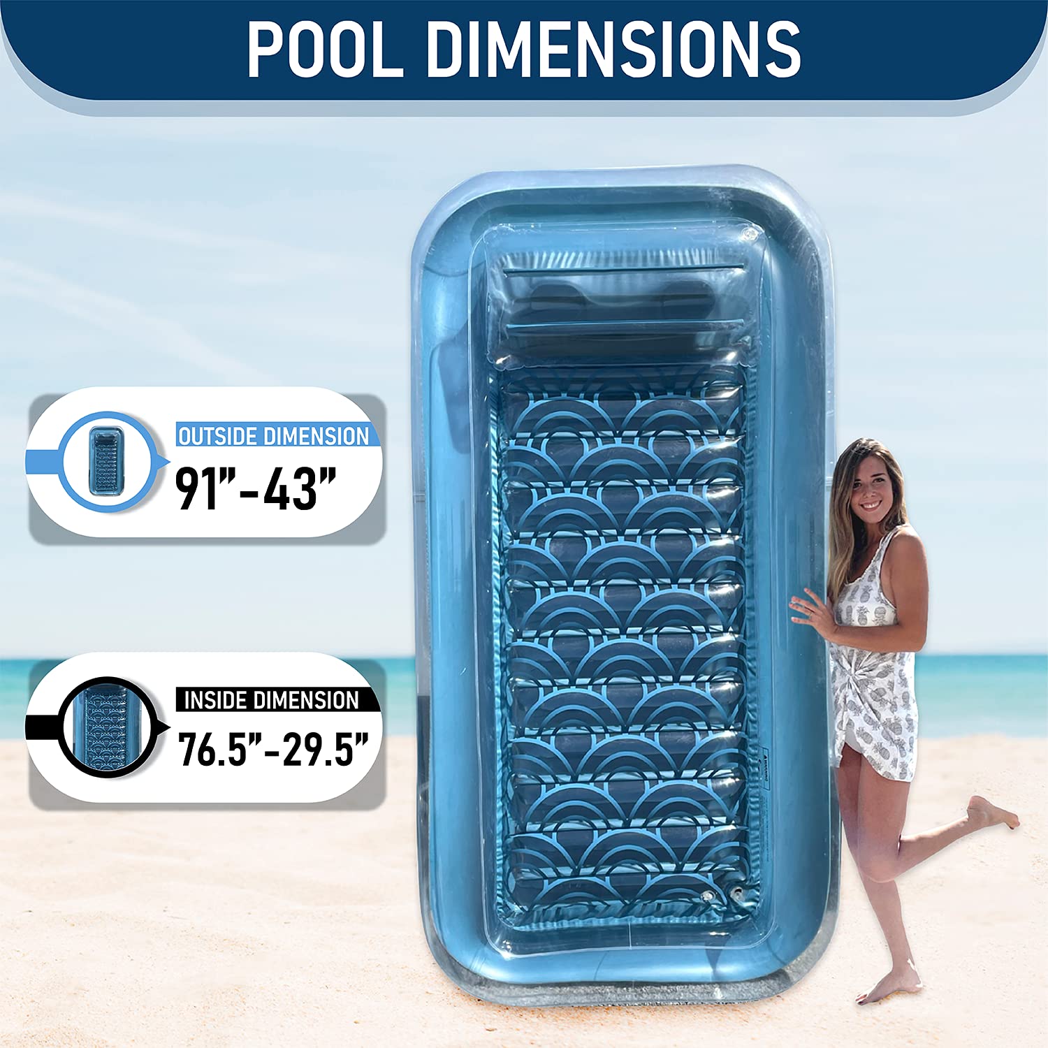 Rey INFLATABLES Inflatable Adult Tanning Pool I Suntan Tub – Outdoor Lounge Pool I Adult Kiddie Blow Up Pool I Blowup One Person Personal Pool for Relaxation and Sunbathing 6