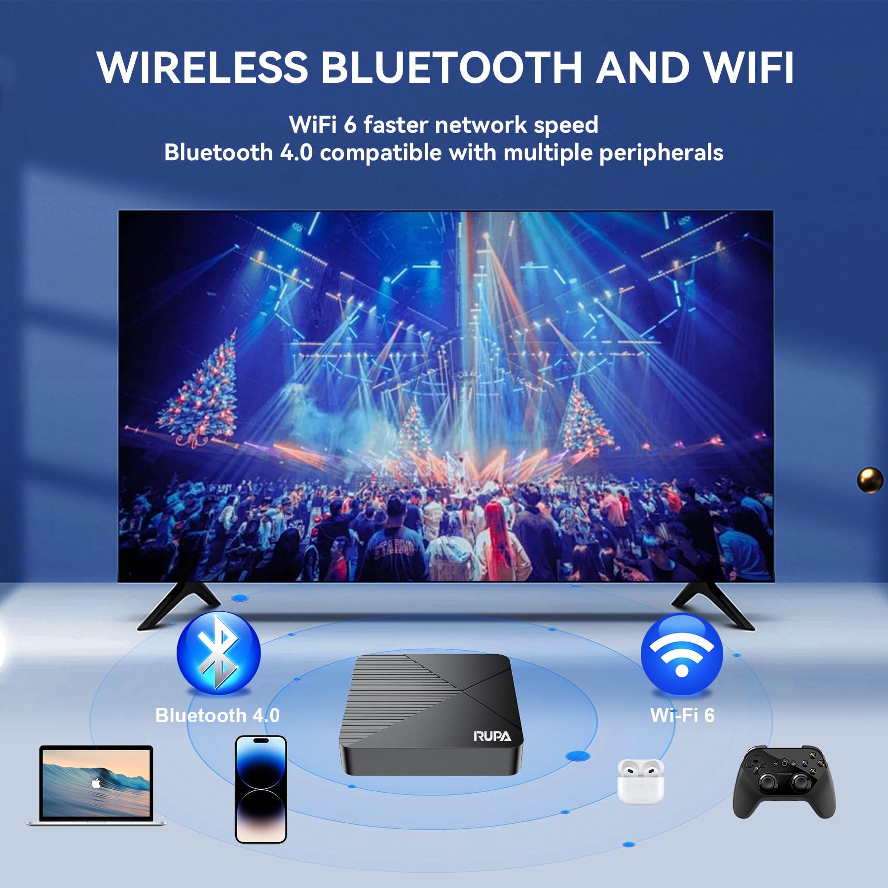 GREALT Android TV Box 13.0 8K 2025 Android Box 4GB RAM 64GB ROM Quad Core 64bit, Support Dual-WiFi 2.4G/5G WIFI6 3D HDR10+ BT5.0 with Voice Remote Control 6