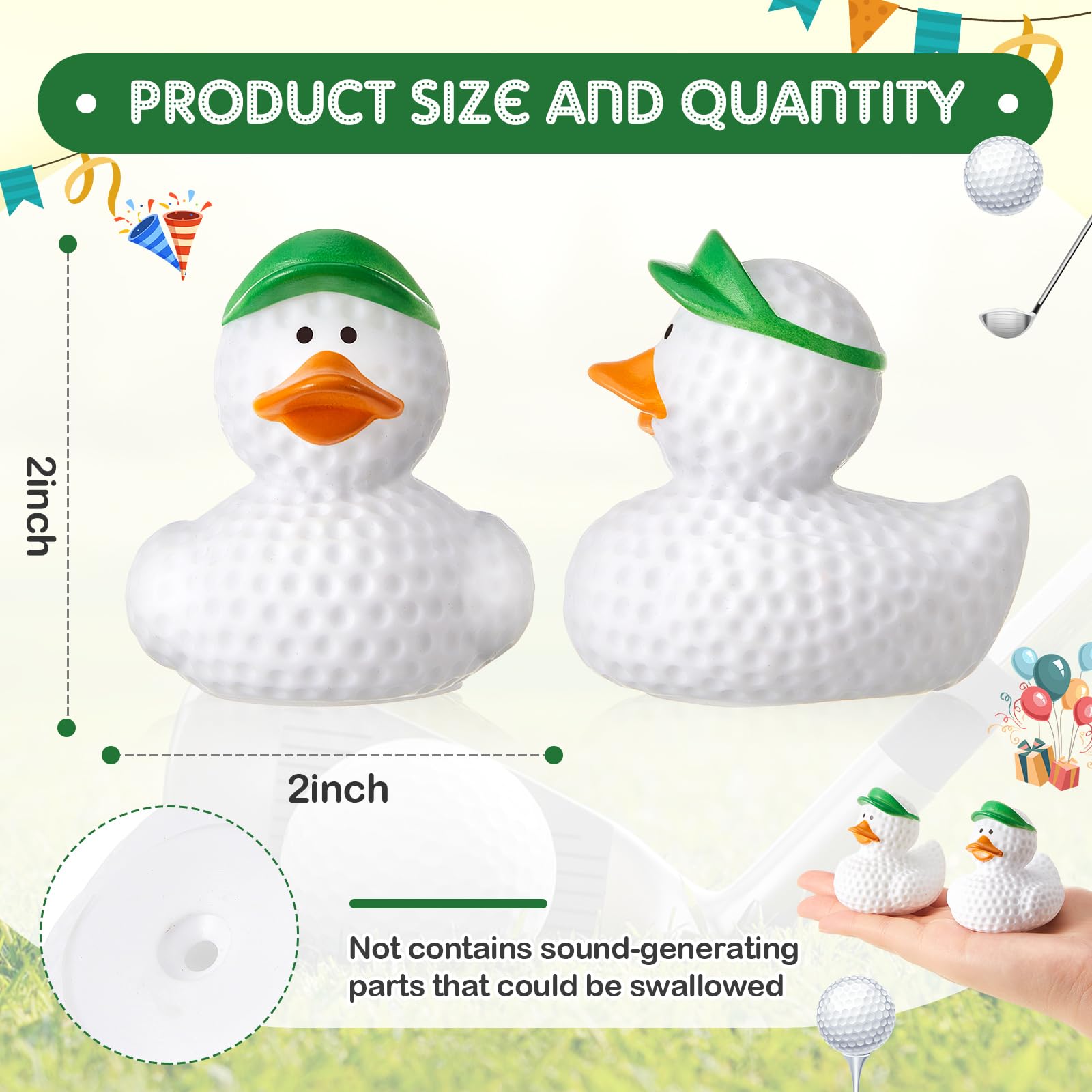 Deekin 50 Pcs Golf Texture Rubber Ducks 3