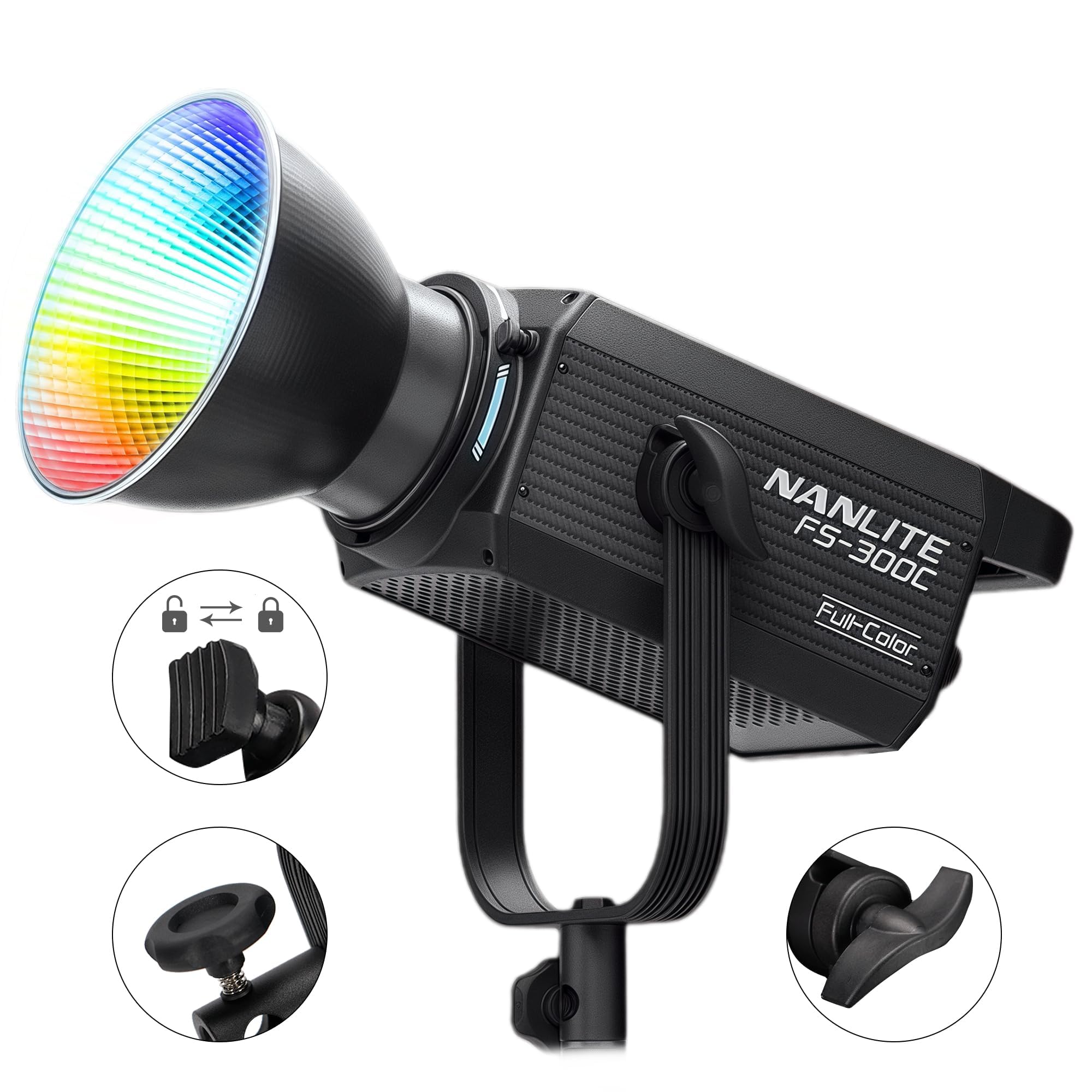 NANLITE FS-300C 300w RGB Studio Spotlight, 2700K-7500K, APP Control,Led Video Light Bowens Mount for Photography, Videography,Live Streamer,Content Creation 3