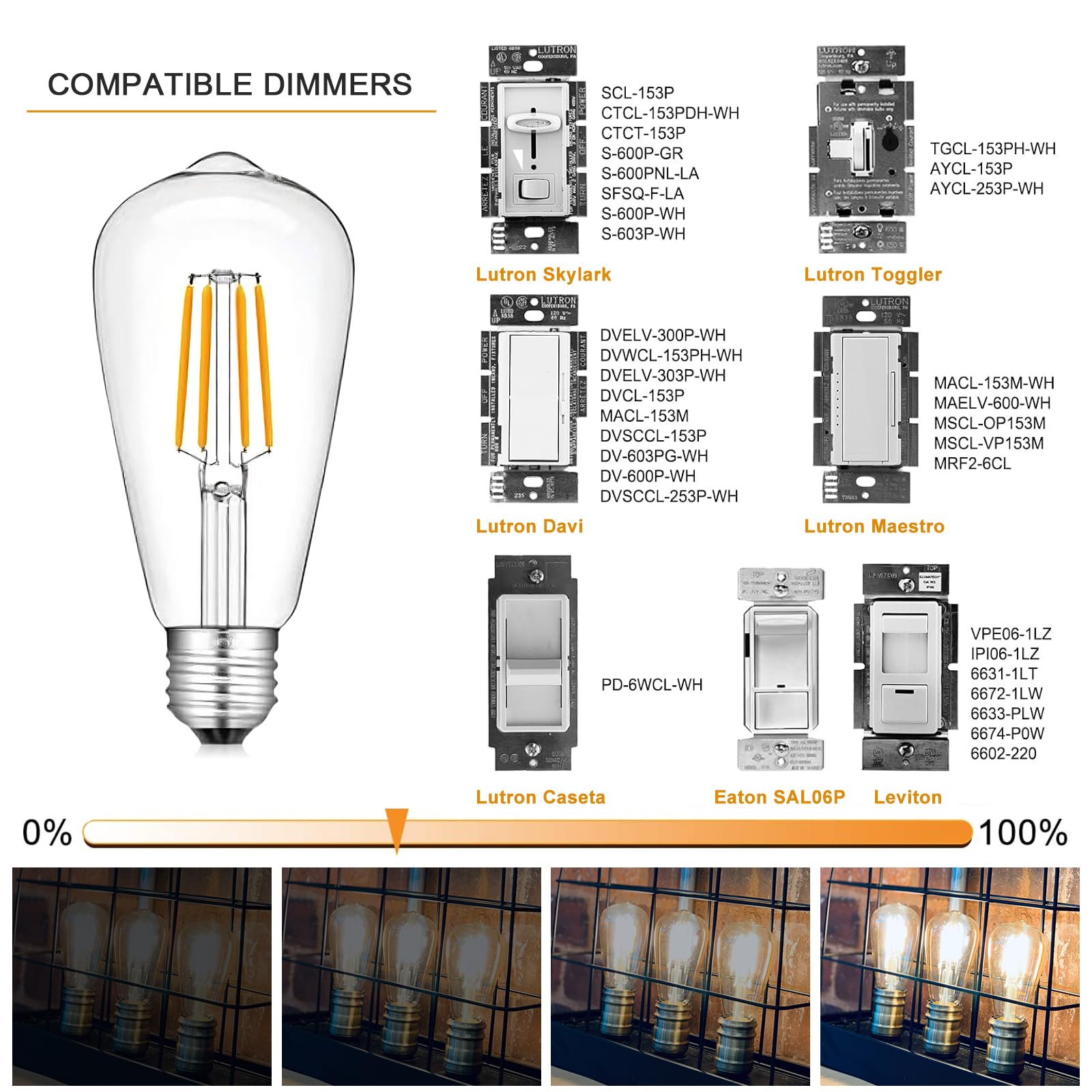 Mavelovs 5W LED Vintage Edison Bulb ST64, E26 Base, 2700K Soft White, 350 Lumens, CRI 80, Energy-Saving Decorative Light Bulb for Pendant, Chandelier, Wall Sconce, Lamp Lighting 4