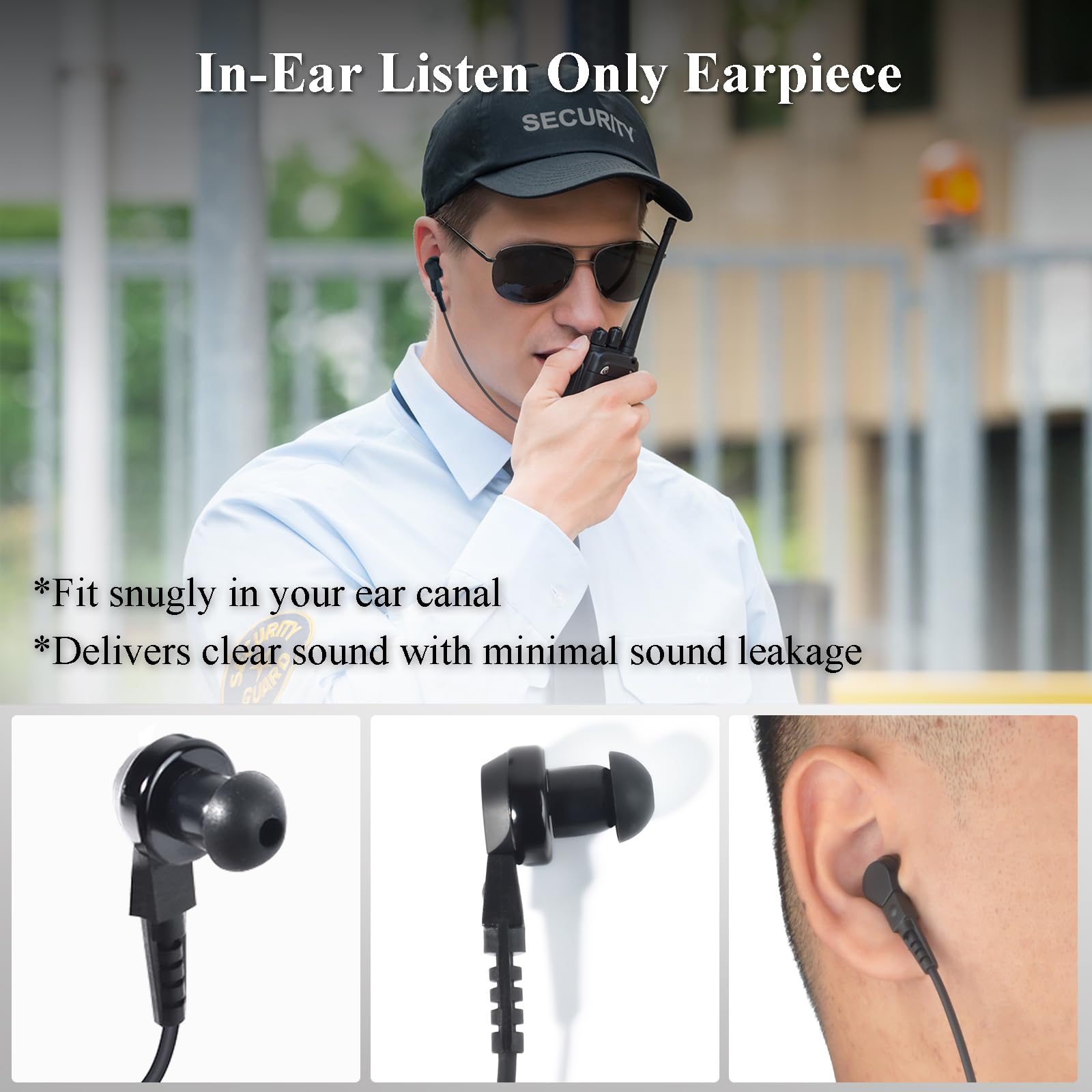 YNIBST 3.5mm Listen/Receive Only Walkie Talkie Earpiece Surveillance Headset in-Ear Earbud for Motorola Hytera Two Way Radio Ham Transceiver 4