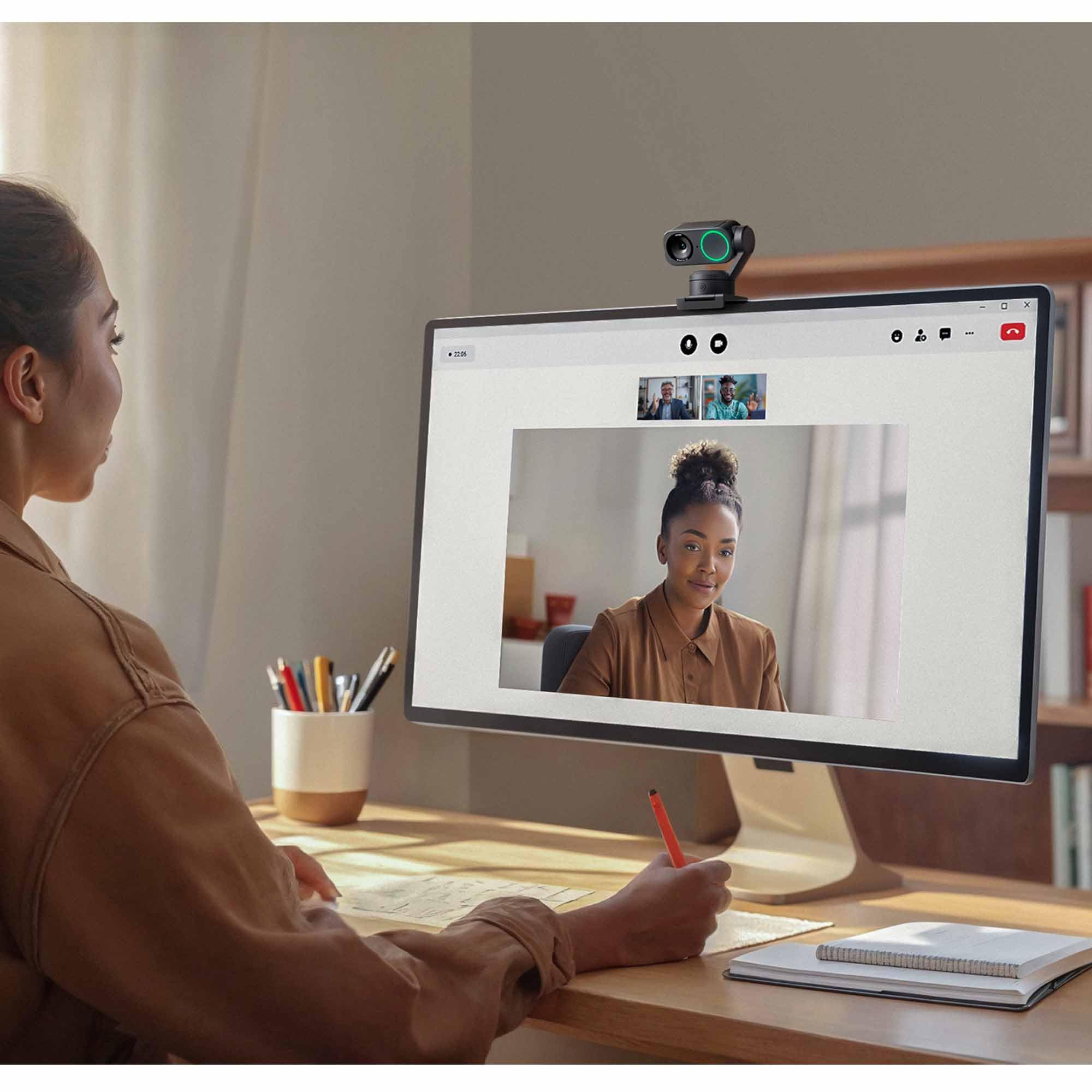 Insta360 Link 2-PTZ 4K Webcam with 1/2" Sensor, AI Tracking, Gesture Control, HDR, Noise-Canceling Mic, Webcam for Laptop, Live Streaming, Gaming 3