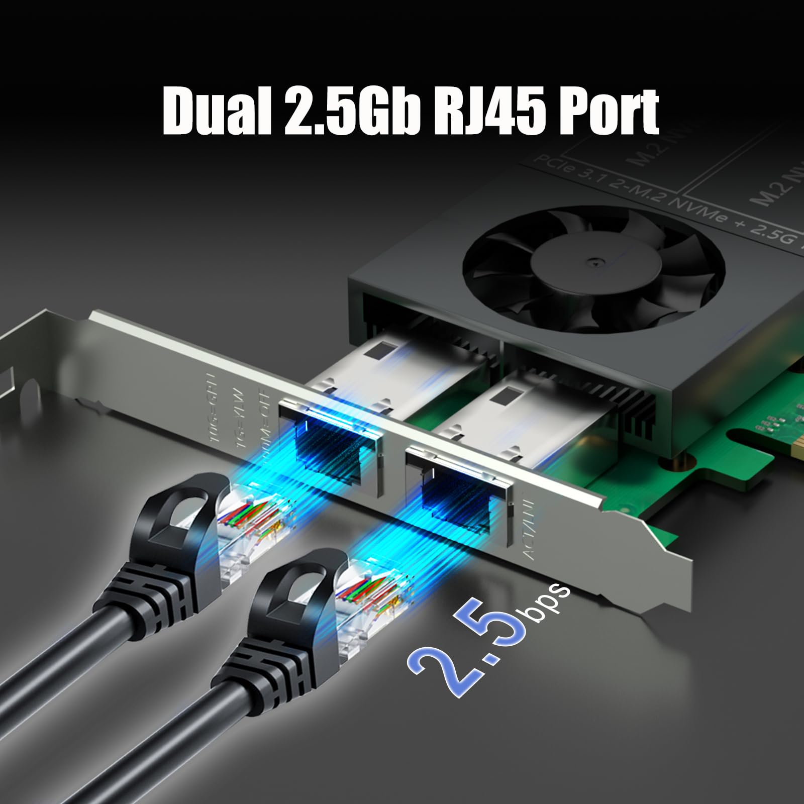 GLOTRENDS ST5114 Dual M.2 PCIe Adapter with 2 x 2.5Gb RJ45 Port, PCIe 3.0 X4 Interface, Support PCIe Bifurcation, Setup Soft M.2 NVMe RAID via OS Tool 5