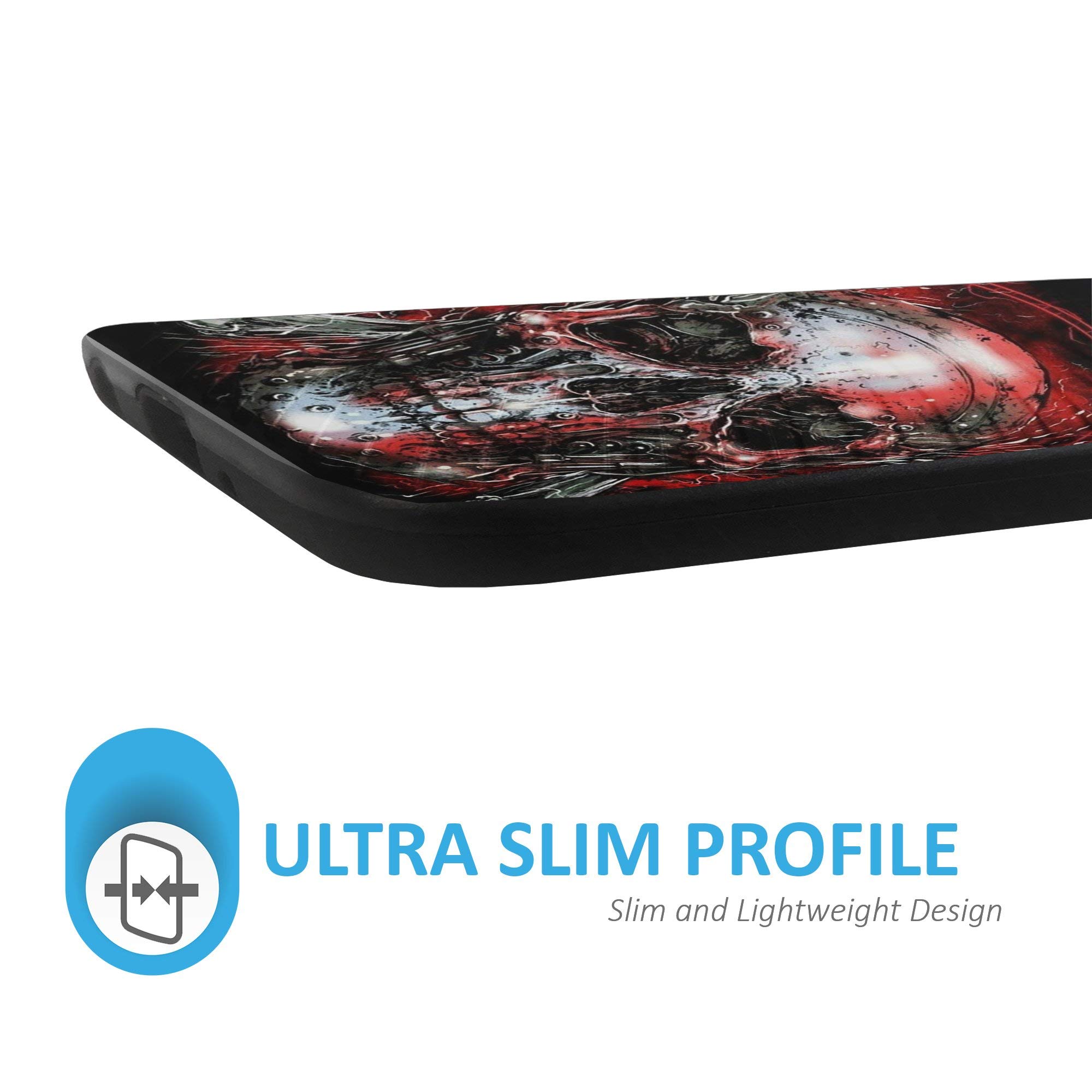 CasesOnDeck Case for Motorola Moto E5 Plus/Moto E5 Supra - Slim Fitted Hybrid Fusion Embossed Dual Layer Cover (Red Skull) 4