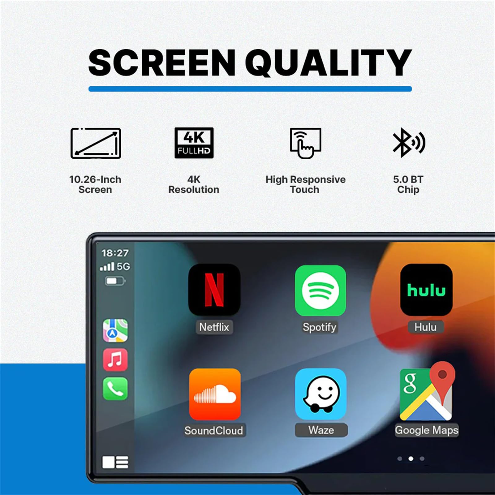 Car Tablet Pro Max 2025, Wireless CarTablet Pro Max 2025 Model 4K Front and Rear Dash Cam, 10.26" HD Portable Carplay & Android Auto Screen 1080P Backup Camera Voice Control (with Reversing Camera) 4