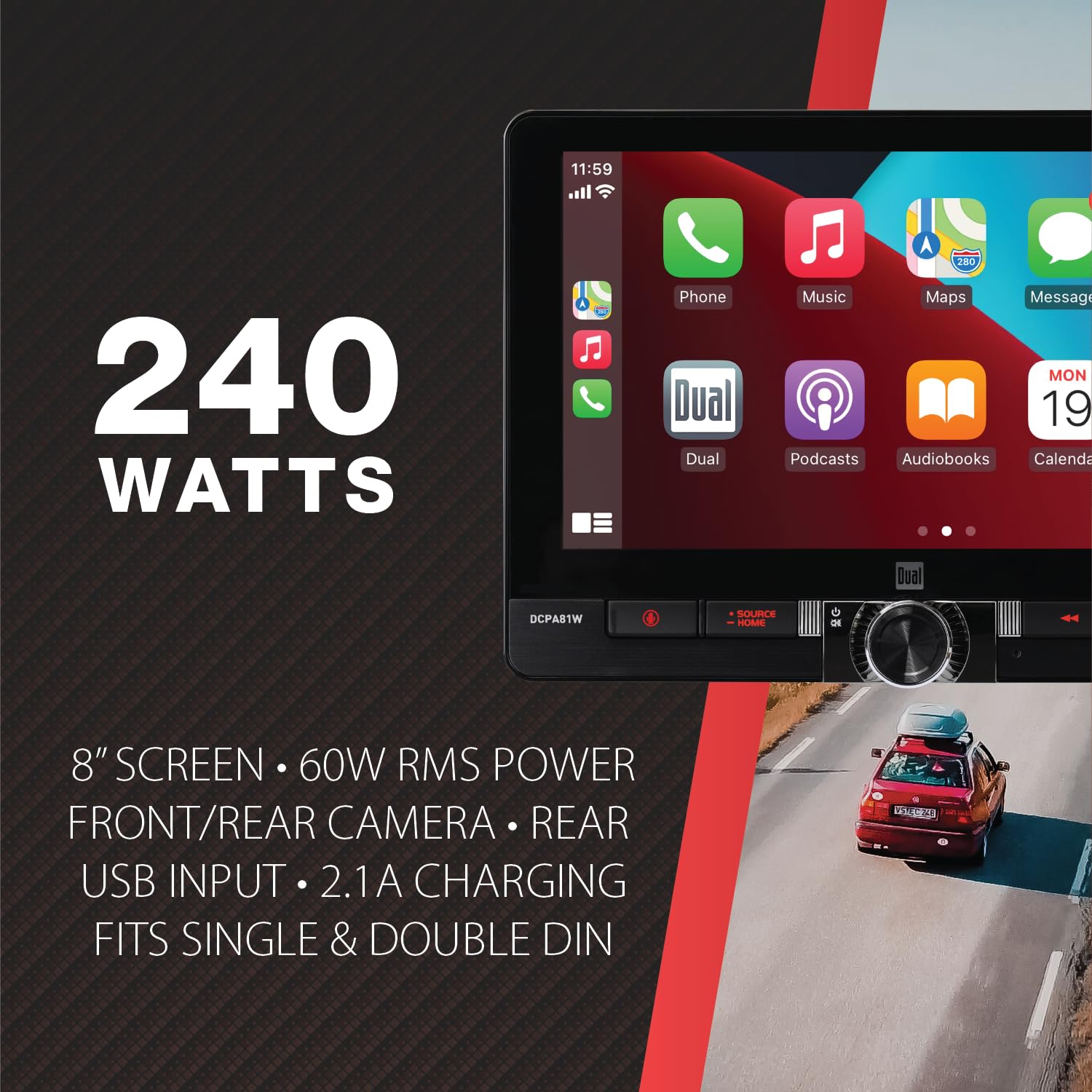 Dual Electronics DCPA81W 8-inch Certified Wireless Apple Carplay Android Auto Car Stereo with XCAM150 Backup Camera Bundle 4