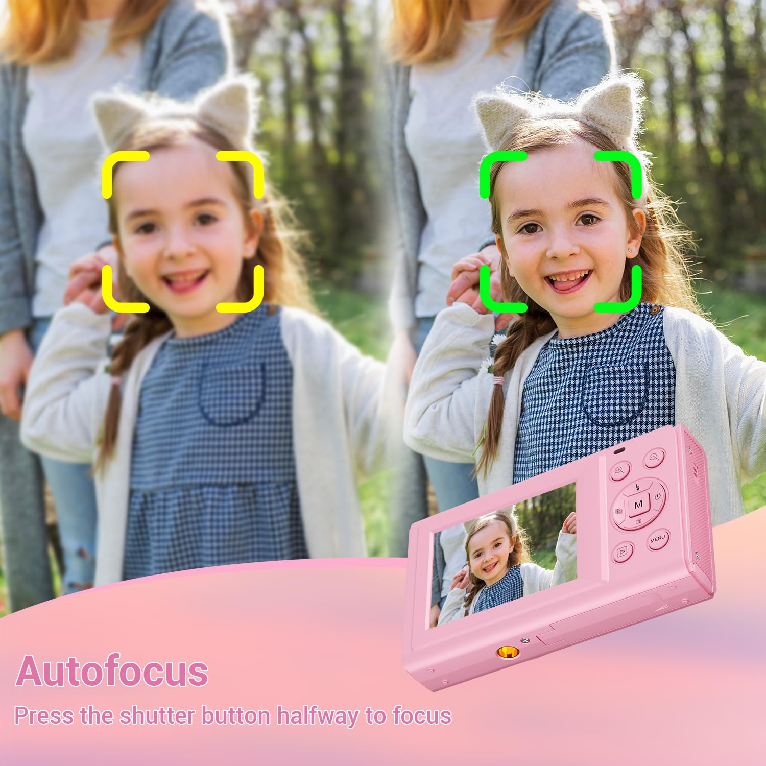 Digital Camera, 4K 44MP Autofocus Point and Shoot Camera with 16X Zoom 2.4" LCD Portable Compact Camera for Kids Teens Boys Girls Adults 6