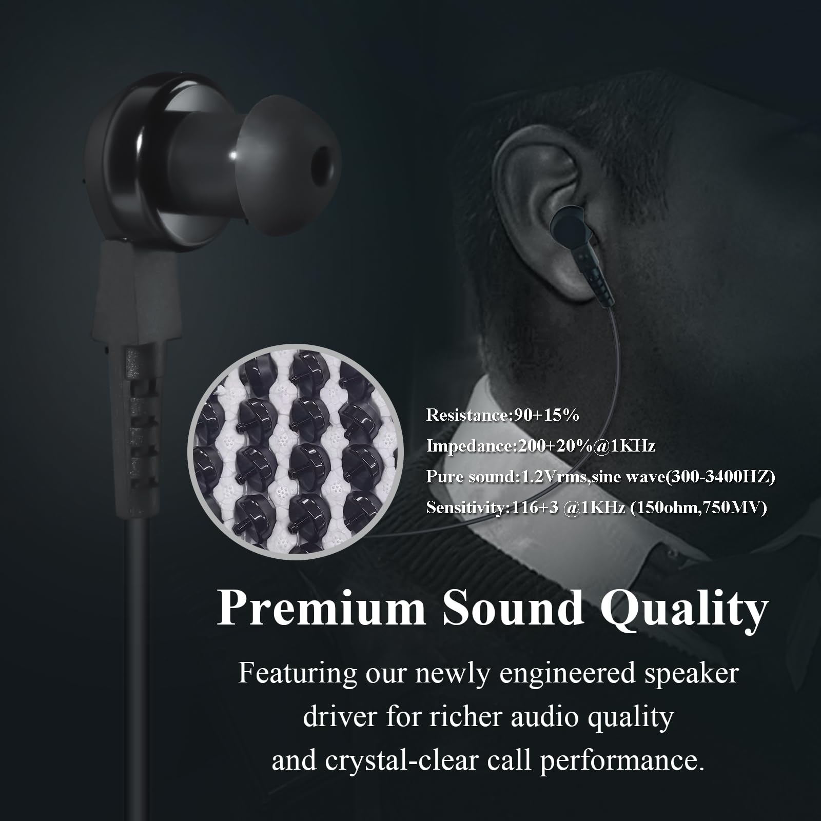 YNIBST 3.5mm Listen/Receive Only Walkie Talkie Earpiece Surveillance Headset in-Ear Earbud for Motorola Hytera Two Way Radio Ham Transceiver 5