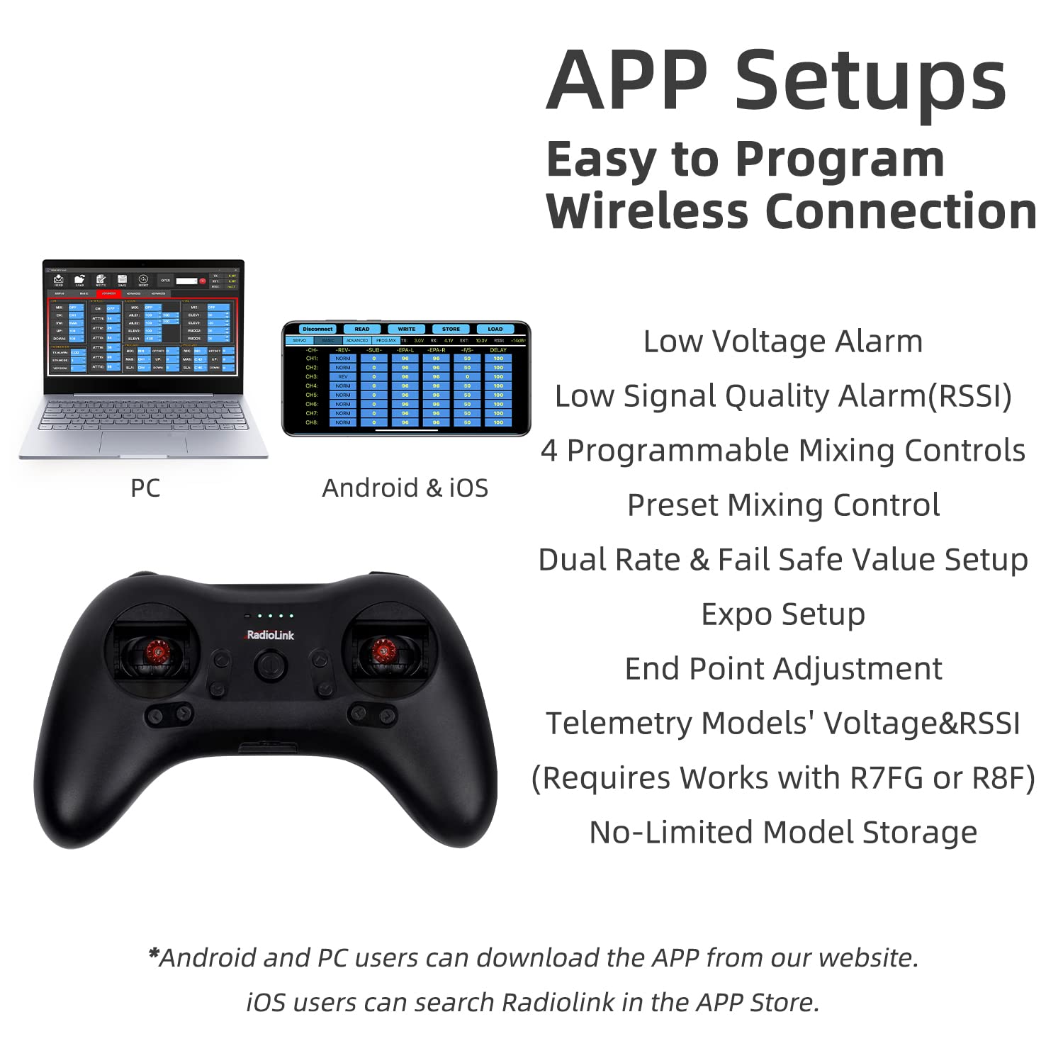 Radiolink T8S 8 Channels 2.4GHz RC Transmitter and Receiver R8EF+R4FGM RX, Remote and Controller Built-in Rechargeable Battery for Quad/Airplane/Car/Boat and More (Mode 2 Left Hand) 6