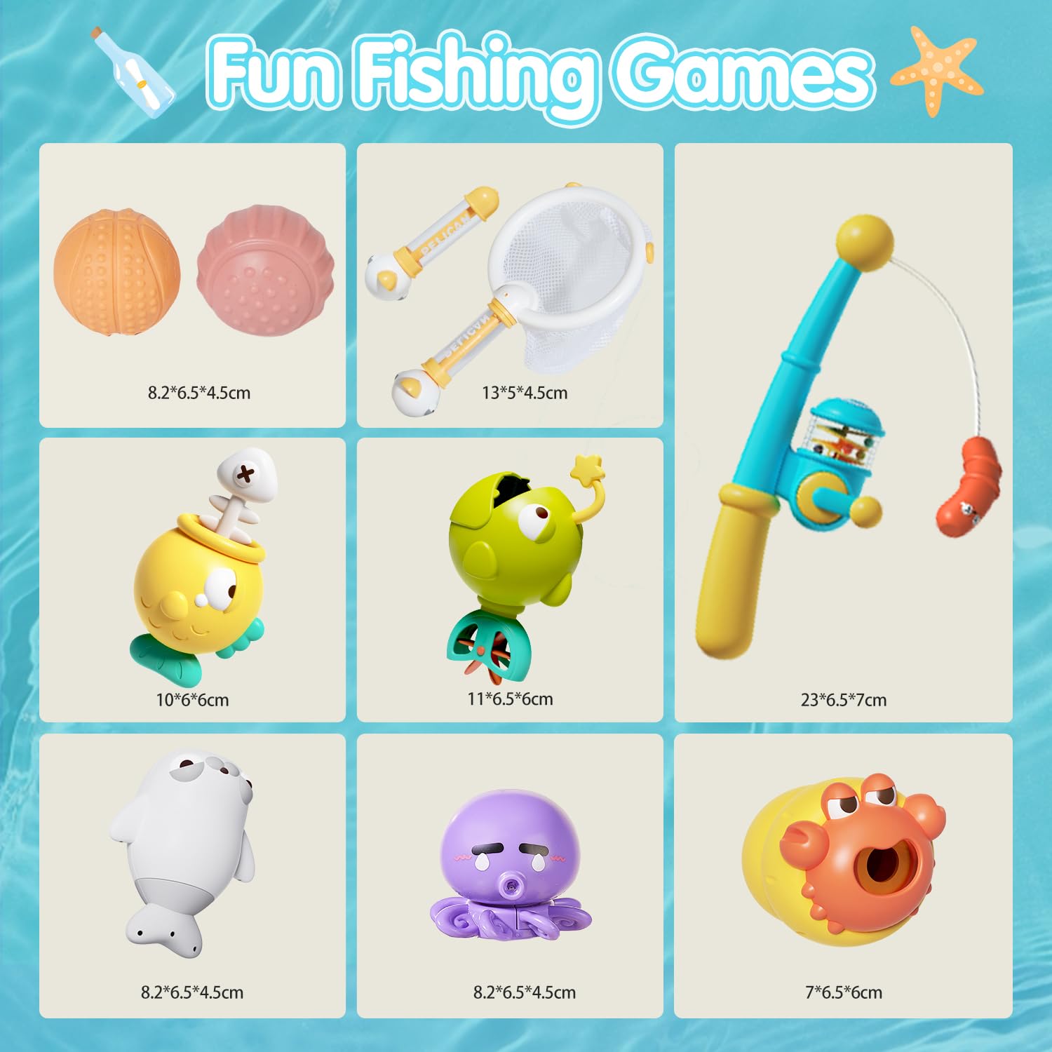 AMCHSURI Magnetic Fishing Toys, 8PCS, Small 6