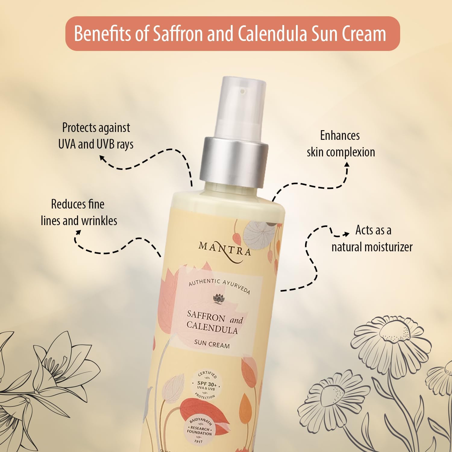 Mantra Herbal Pollution Protect SPF 30+ UVA & UVB Sunscreen Gel 100 ml with Saffron And Calendula Sun Cream | Blue Light Protection & Oil free | Moisture boost formula | Water resistant | All Skin types 3