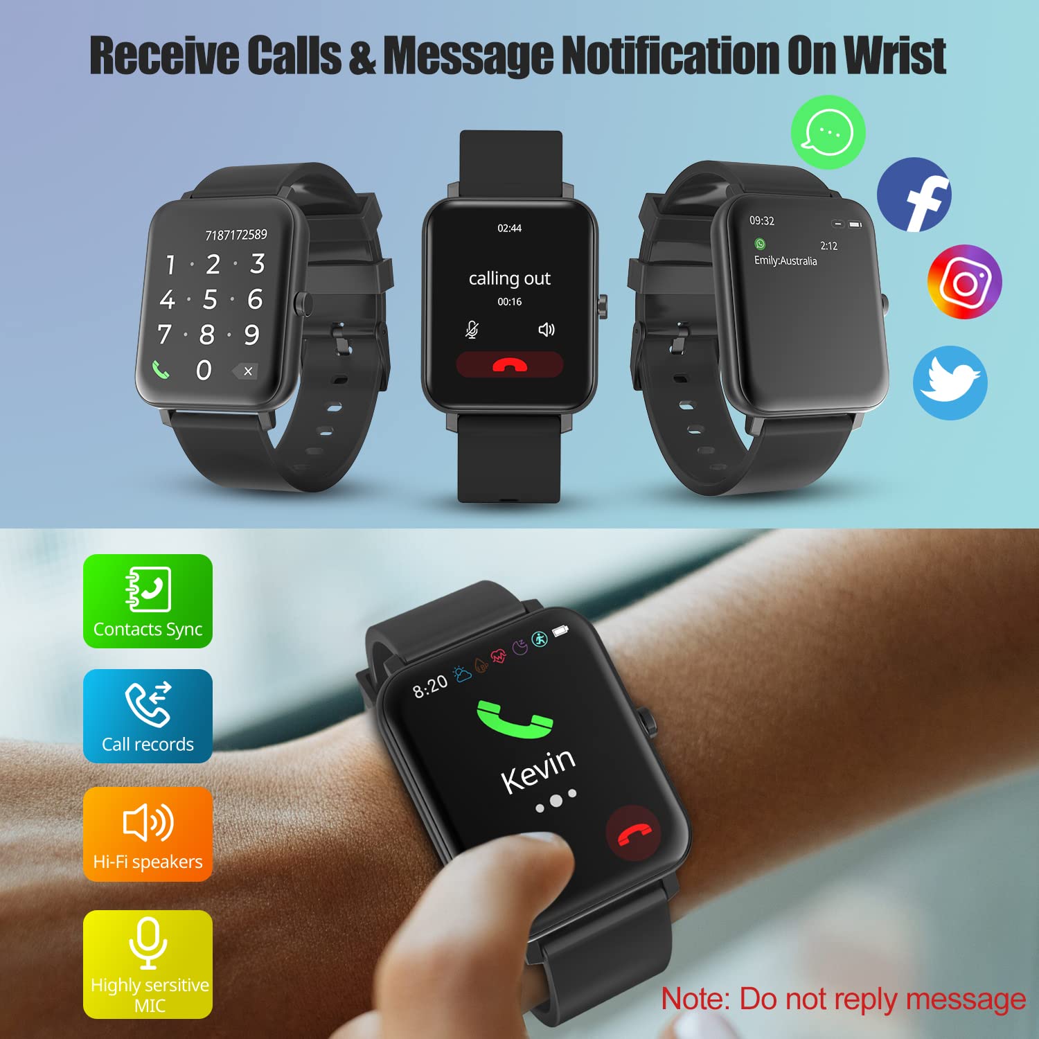 FACOI Smart Watch for iPhone Compatible - 2023 Smart Watch Answer Make Call for Android Phones for Women Men, Heart Rate Blood Oxygen SpO2 Sleep Fitness Watch Tracker Compatible Android iOS Phones 4