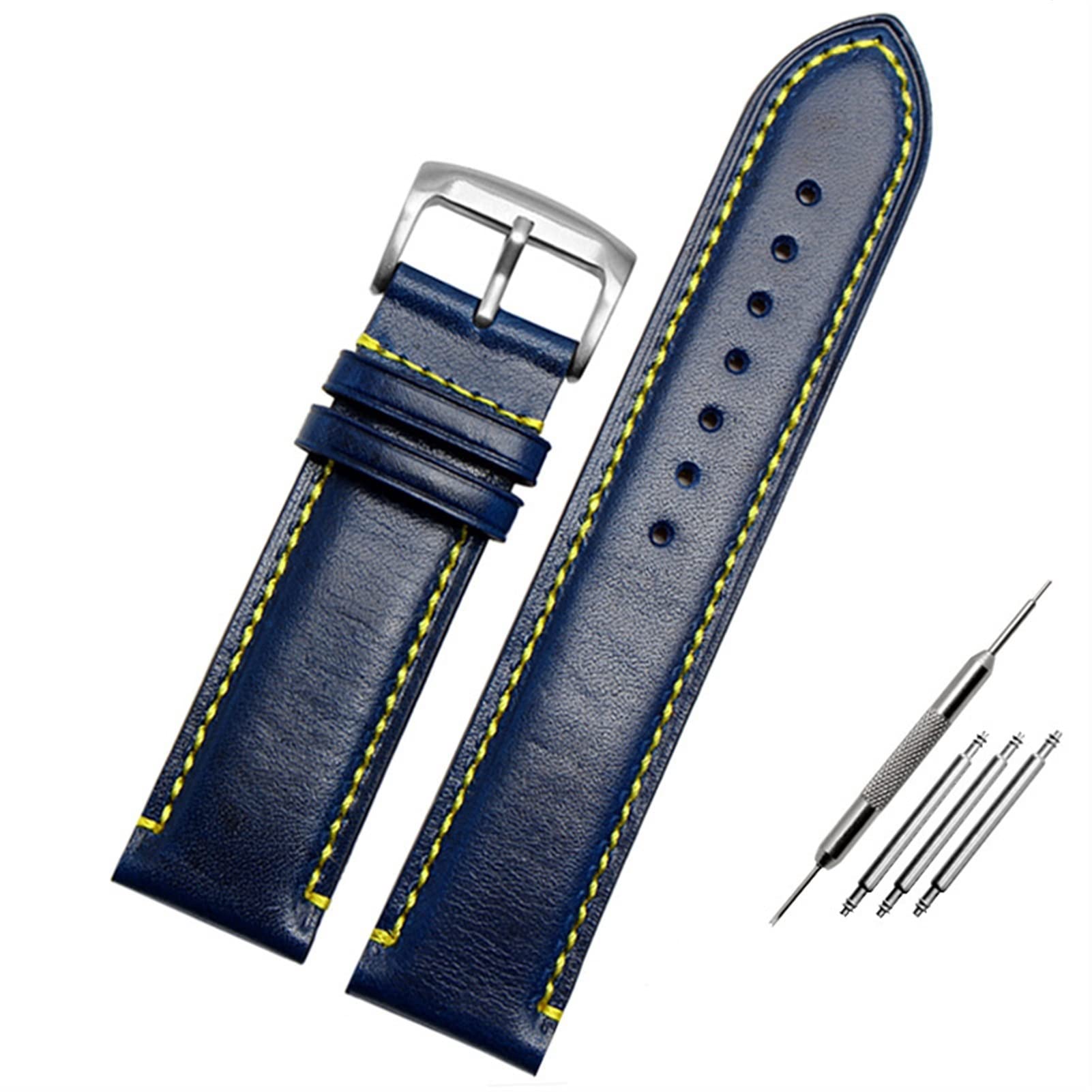 JWTPRO for Substitute Citizen AT8020 JY8078 Wristband Genuine Leather Strap 23mm Blue Watch Band with Folding Buckle Bracelet (Color : Blue pin Clasp, Size : 23mm) 1