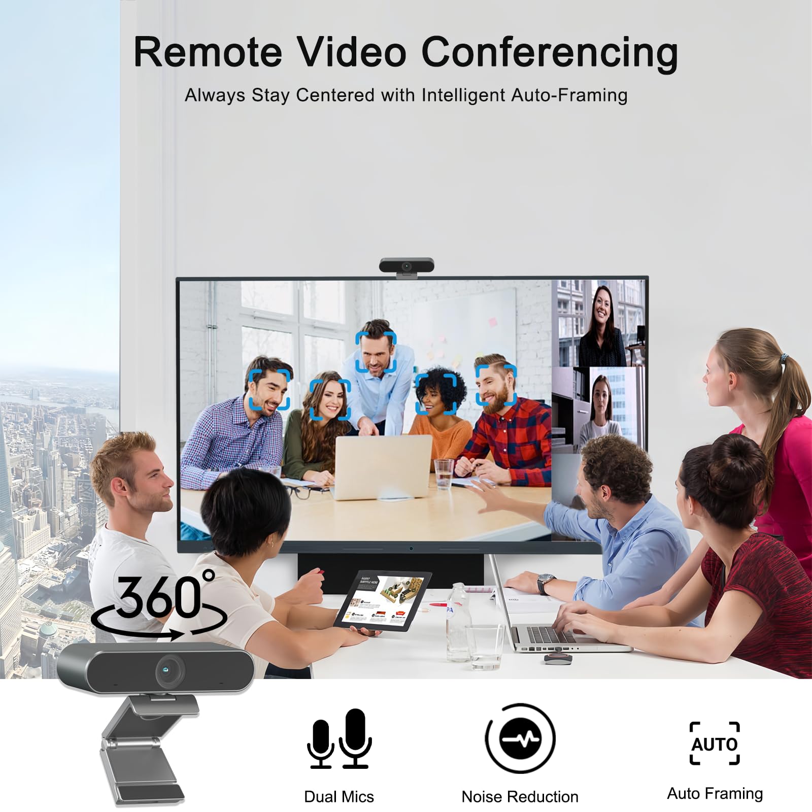 LINGHUFOX 75'' Smart Board, 4K Touch Screen Electronic Whiteboard Built in Dual System All in One Computer with AI Camera for Office and Classroom 4