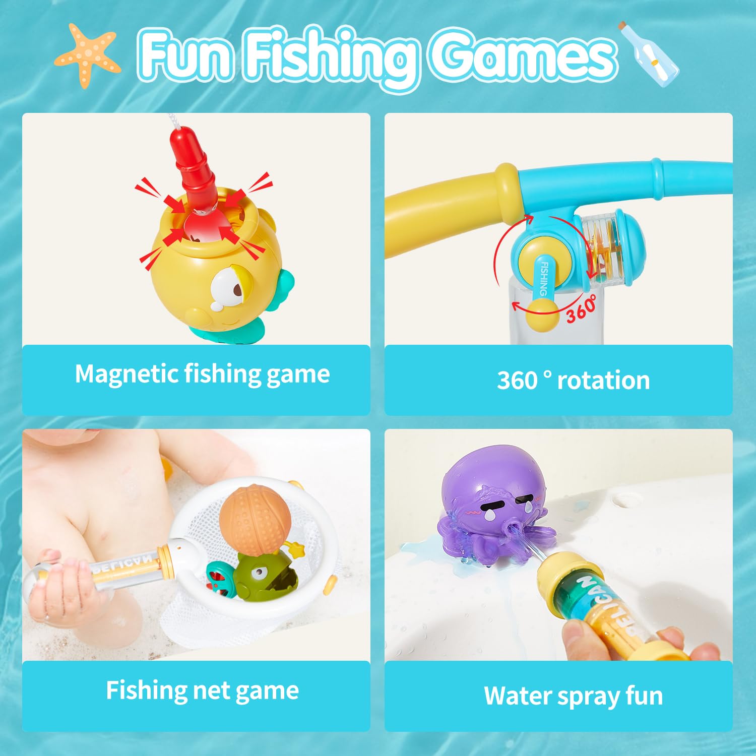 AMCHSURI Magnetic Fishing Toys, 8PCS, Small 5