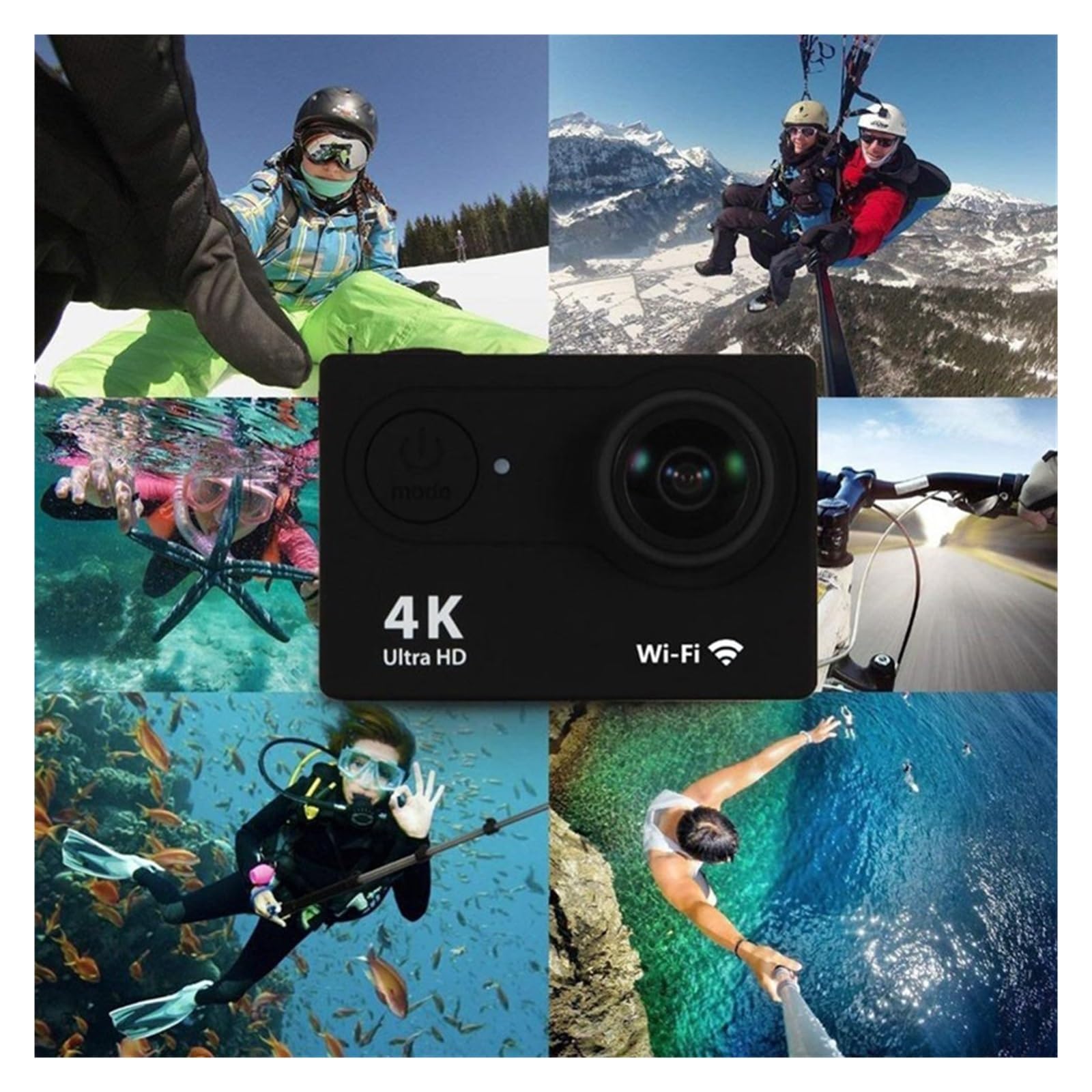 Waterproof Sport Camera Action Camera Ultra HD 4K/30fps WiFi 2.0 Inch 170D Underwater Waterproof Helmet Video Recording Camera Motion CAM Sport Camera (Size : 32G Card, Color : Black) 6