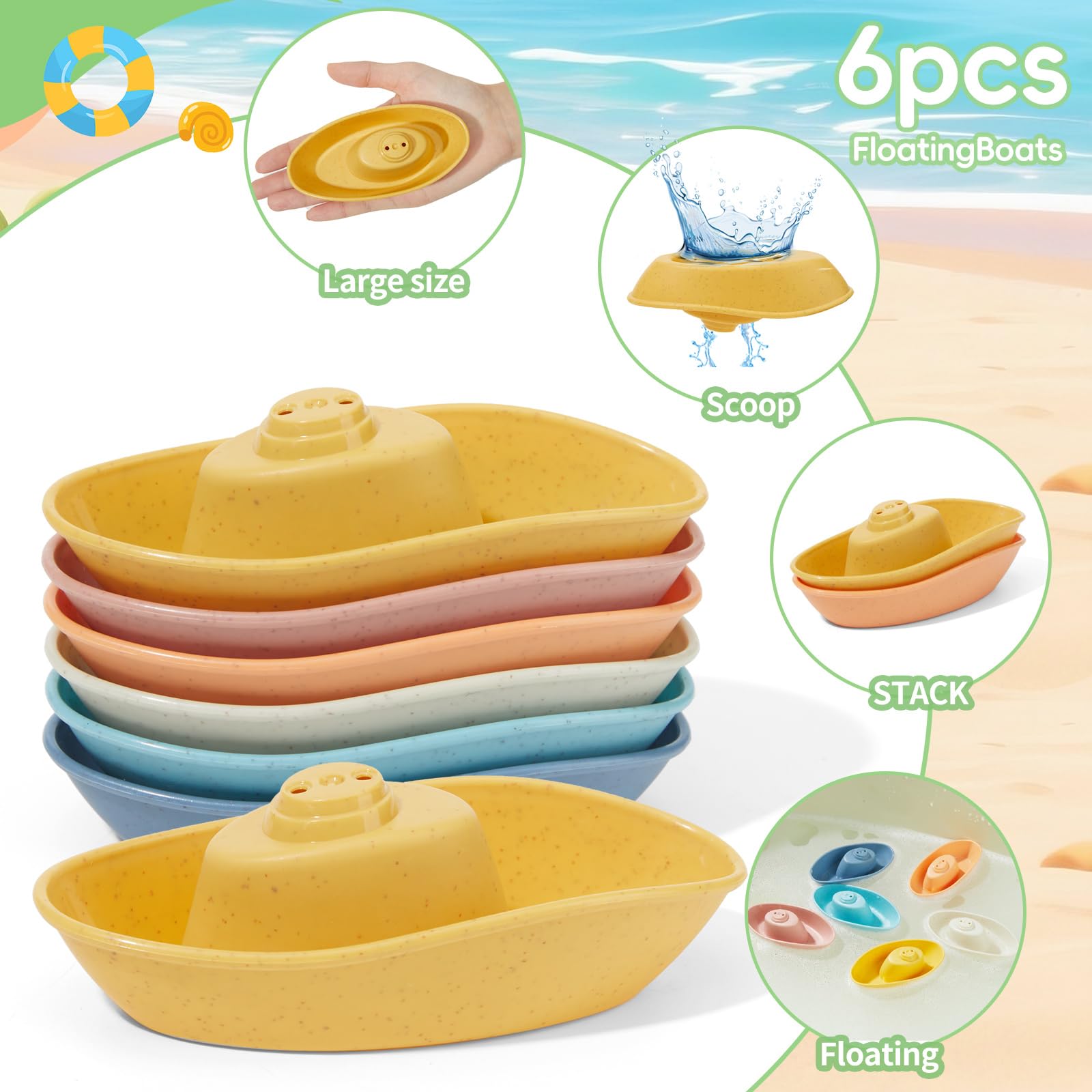 Mold Free Bath Toys, 15PCS | Safe Fun & Easy Clean Floating Boats & Rotating Waterfall Cups & Sealed with No Holes Floating Tub Toy and Mesh Bag for Babies 18+ Months | Bathtub Pool Water Toddler Toys 5