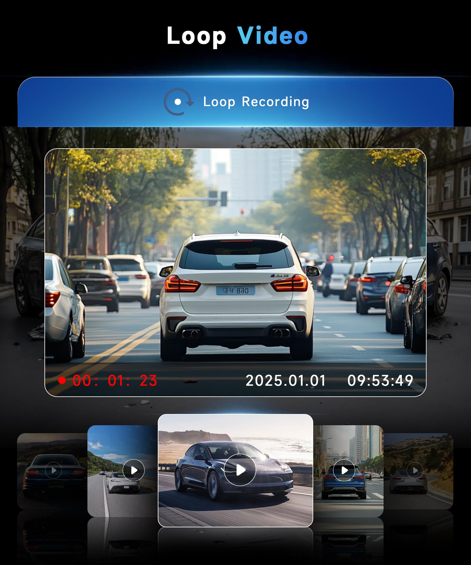 Orderich 4 Channel 360° Dash Camera Front and Rear Inside Left Right, 3 Inch Dash Cam Support WiFi, Built-in Night Vision Sensitive Motion Detection 24/7 Recording Parking Mode Monitor Reversing Help 4