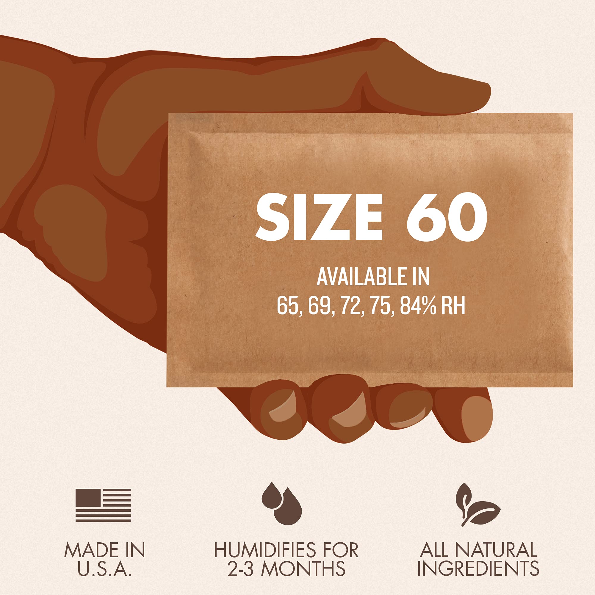 Boveda 32% Two-Way Humidity Control Packs For Storing 1 oz of Dry Goods – Size 8 – 10 Pack – Humidifier Packs for Coffee & Tea Storage – Hydration Packets in Resealable Bag 5