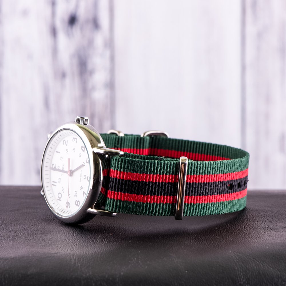 Clockwork Synergy® Classic Nylon Ballistic watch straps bands (20mm, Green/Red/Black) 3