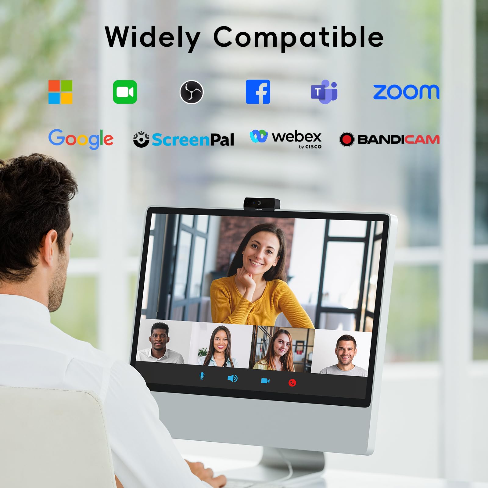 Nisheng Upgrade 4K Webcam for PC, PDAF Auto Focus, Dual AI Noise-Cancelling Mics, 1080P/60FPS, Mini Camera w/Privacy Cover, Plug & Play USB Webcam for Zoom/Teams/OBS/Xbox 6