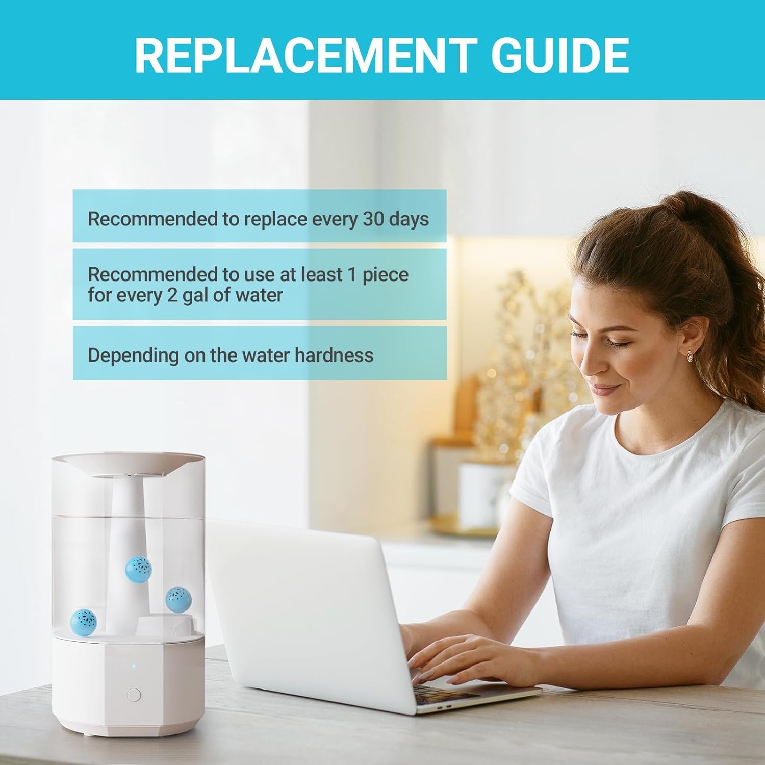 Livatro Humidifier Cleaner – Fight Humidifier Mold and Bacteria with Humidifier Cleaning Ball, Prevents Hard Water Build-Up, Eliminates White Dust, Removes Odor, For All humidifiers, Fish Tank 4