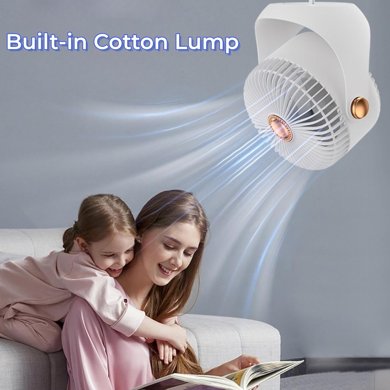 Akari AK-6 Rechargeable Table Fan | Battery Operated Mini Fan with USB Type-C & LED Light | 3 Speed Portable Desktop Fan for Home & Office Use | White 3