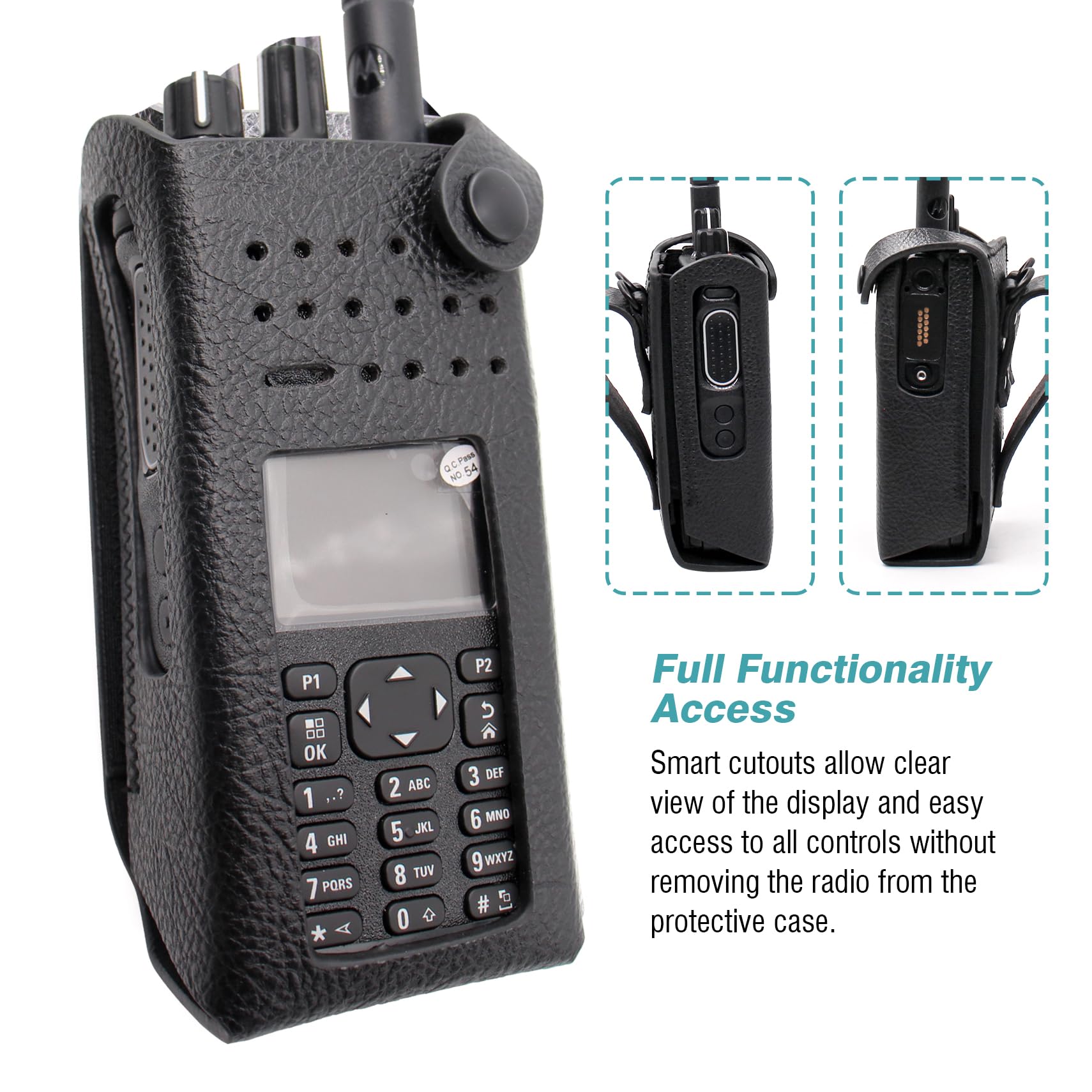 Accessoryway Replacement Motorola PMLN5844 Nylon Carry Case for XPR7550 XPR7550e XPR7580 XPR7580e DGP5550 APX900 Radio - Secure Belt Loop with D-Rings, Durable & Lightweight (3" Fixed Loop, Black) 5