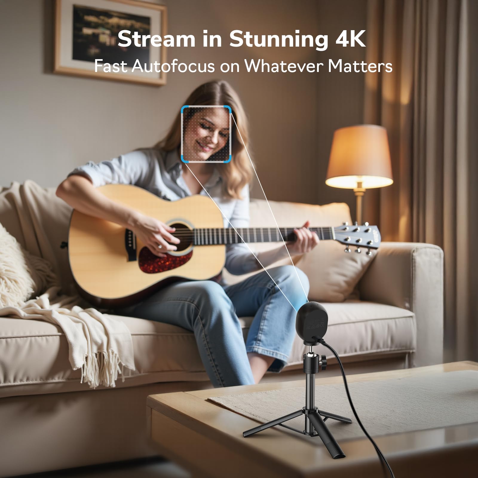 EMEET Piko 4K Webcam for Streaming, World’s 1st Dual-Camera AI-Powered 4K Camera w/AI Autofocus, 3 Mics Array&3 Sound Modes, USB Webcam with Clip, Great for Streaming, Desk Setup 4